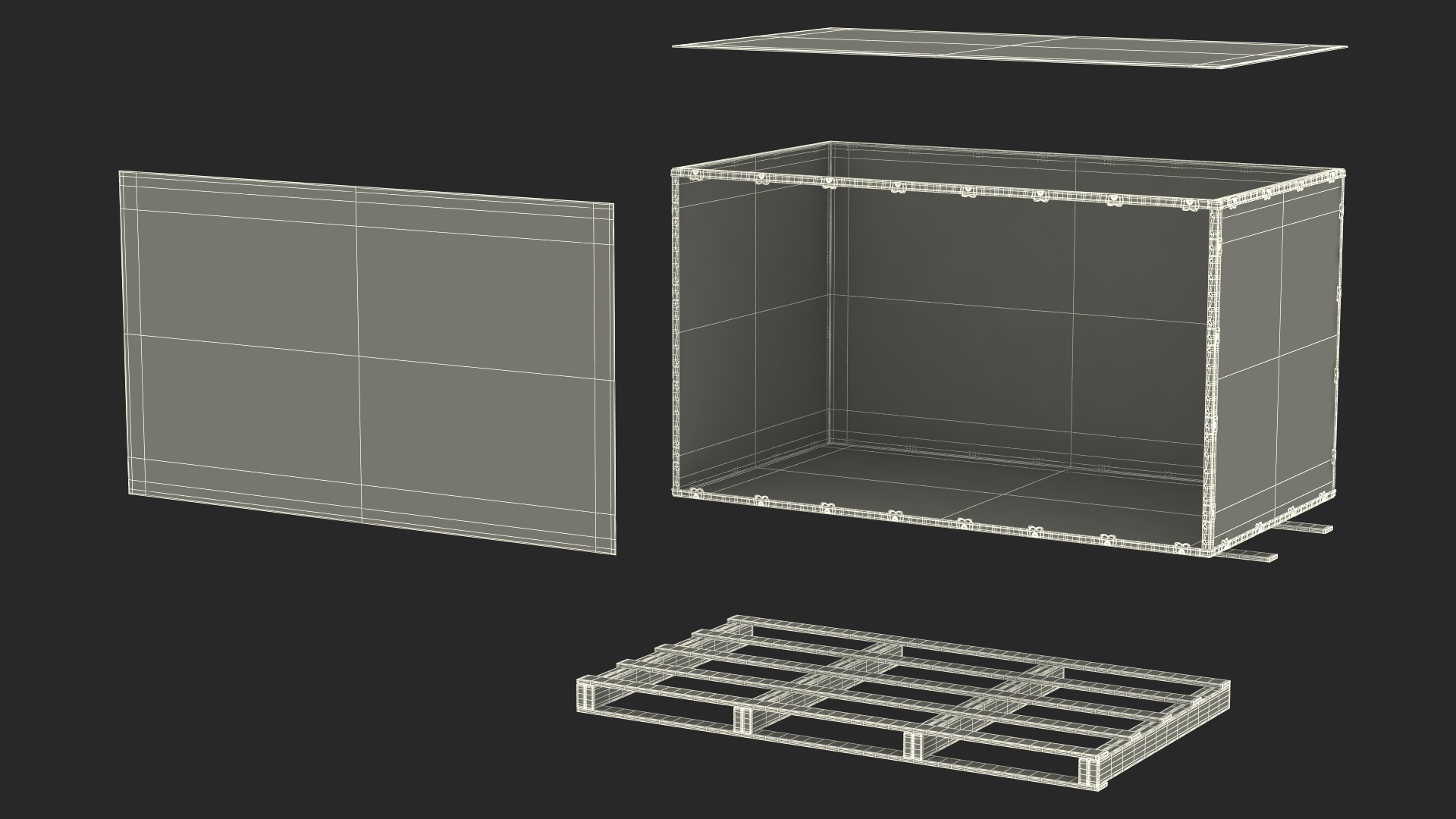 3D model Export Shipment Wooden Container 84x48 Inches