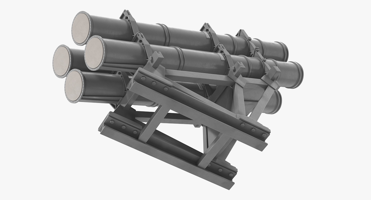 3D model MK 141 Missile Launching System RGM 84 Harpoon SSM Navy