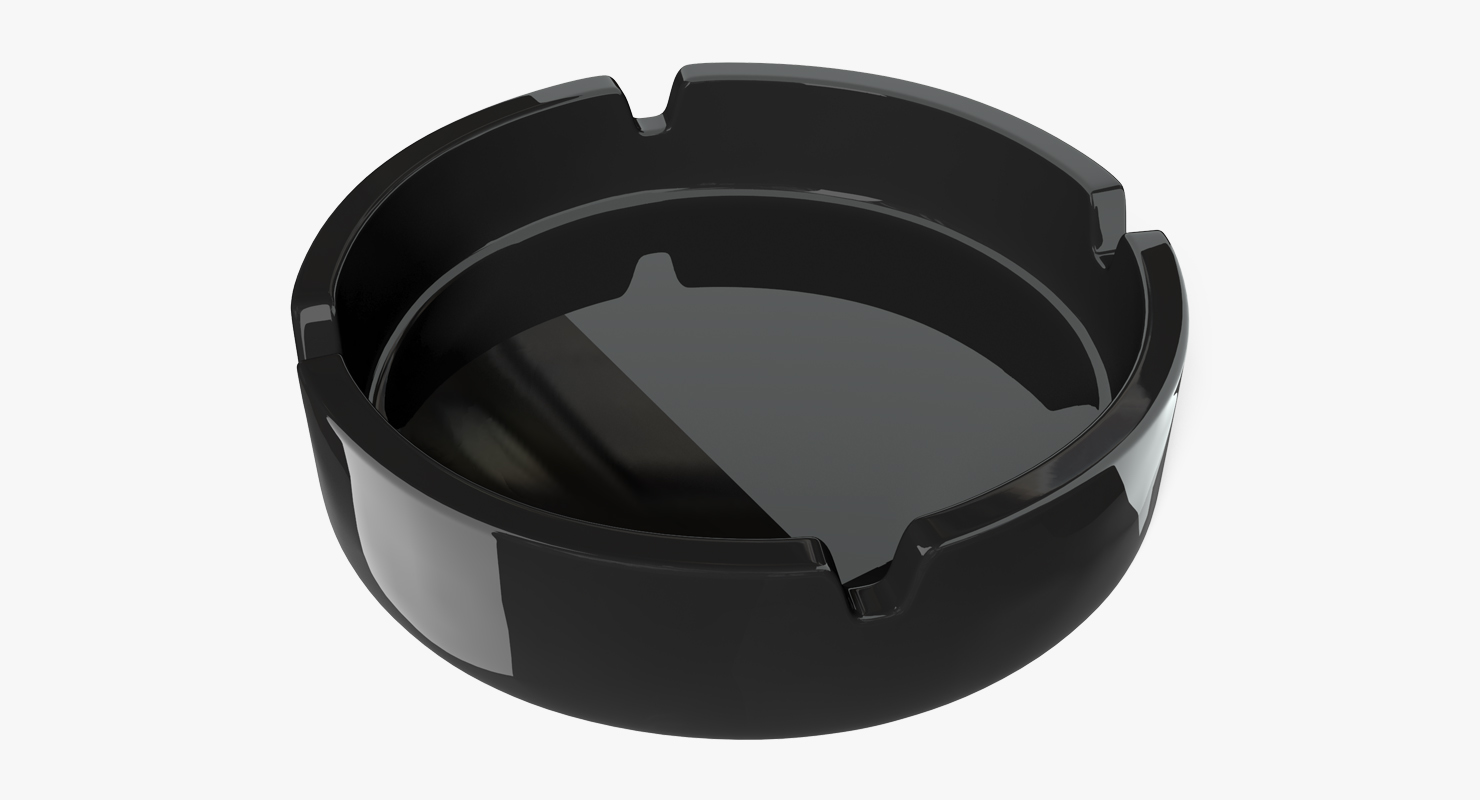 Black Glass Ashtray 3D model