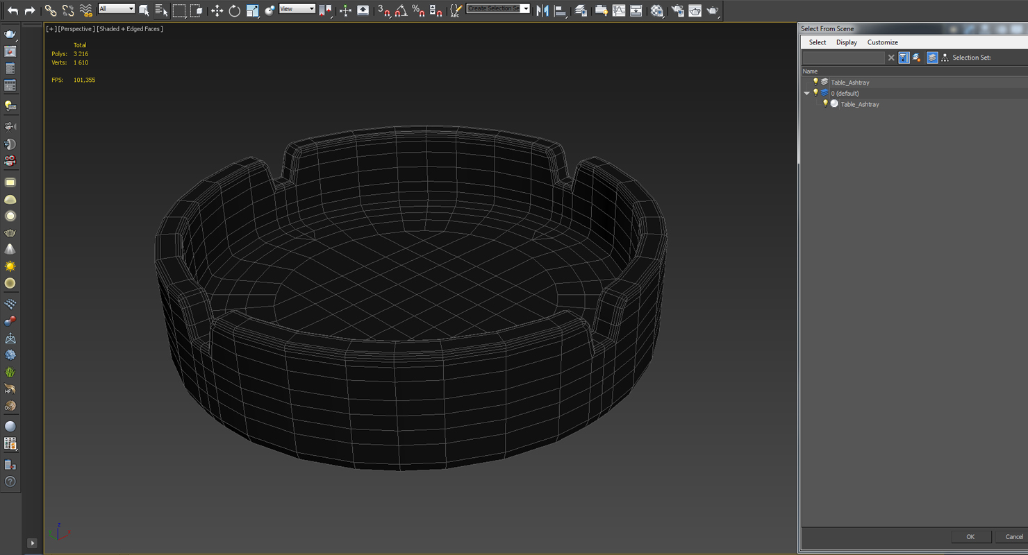 Black Glass Ashtray 3D model