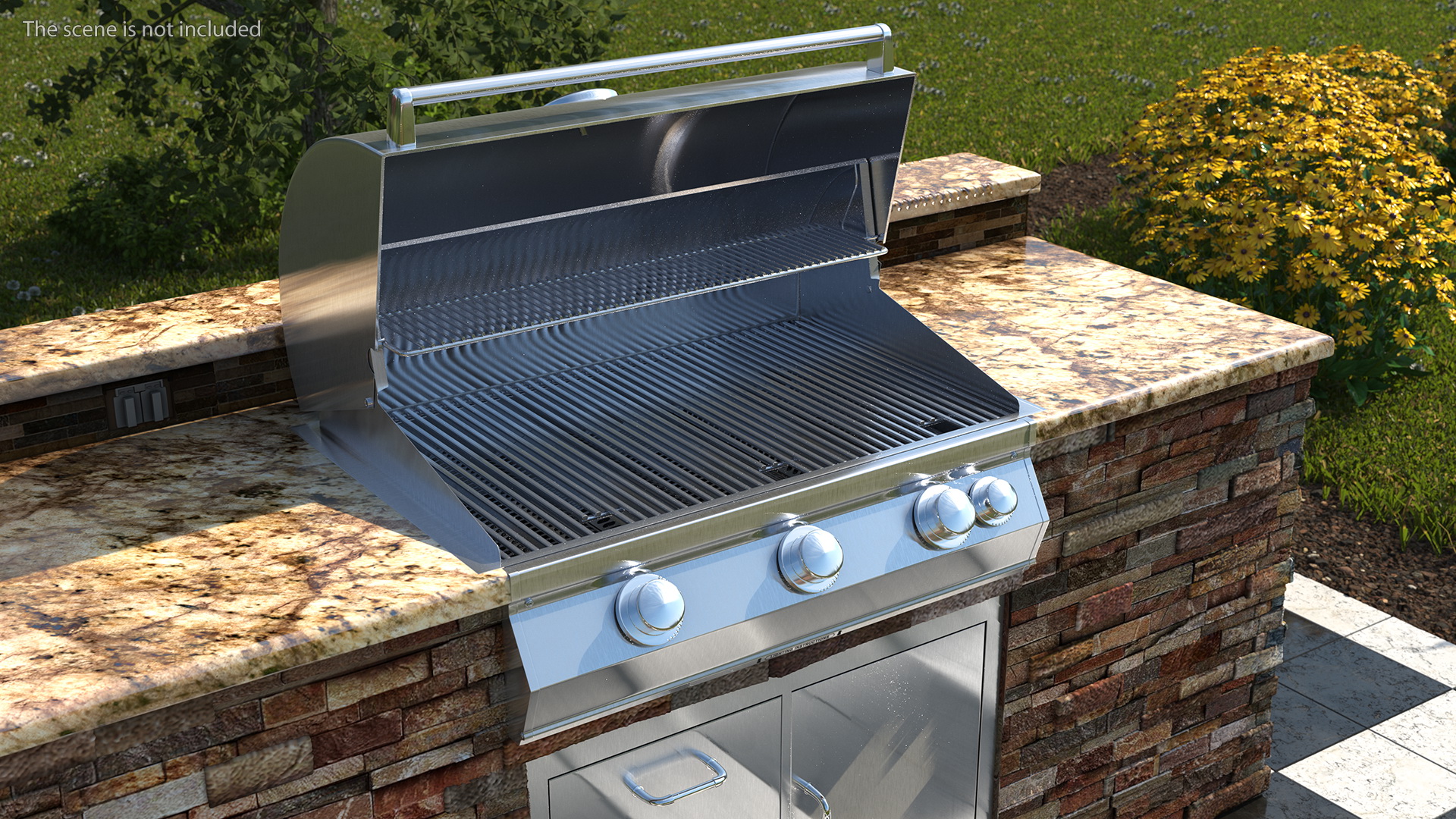 3D Outdoor BBQ Kitchen Island