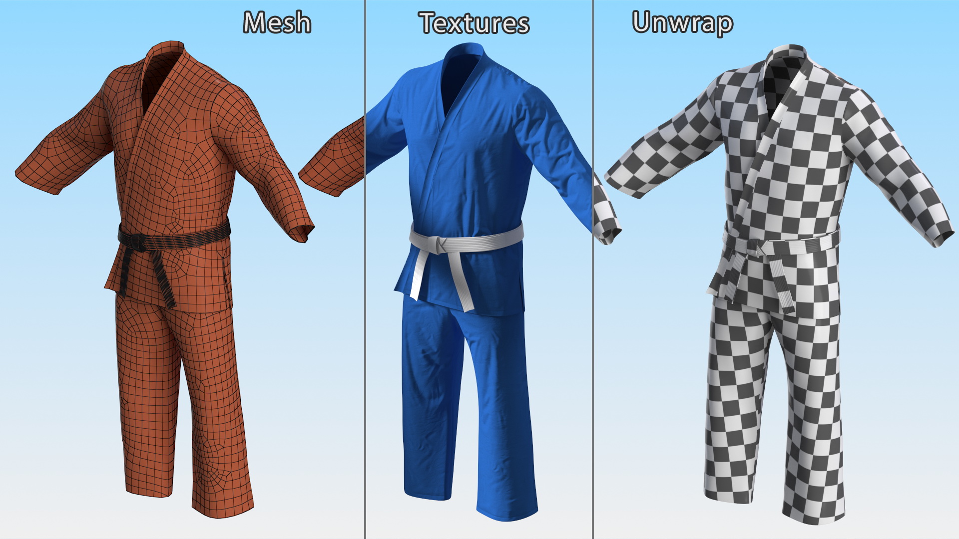 Karate Uniform Blue 3D model