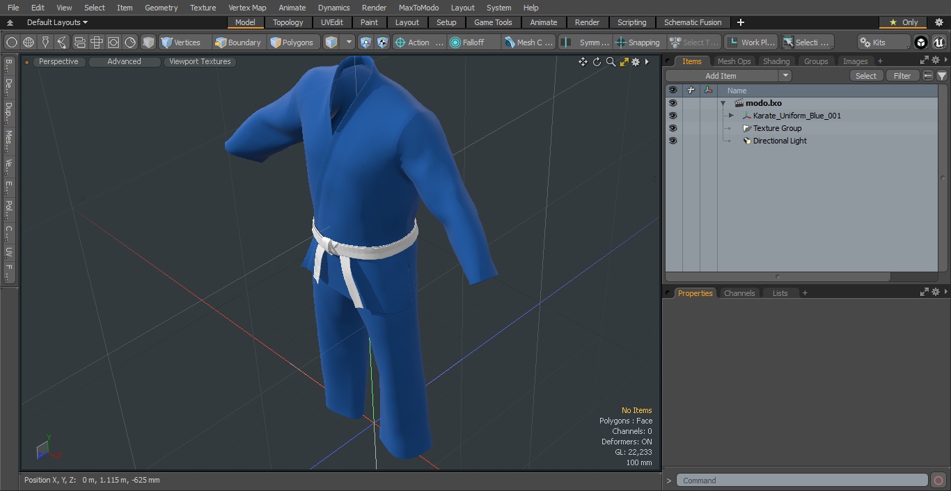 Karate Uniform Blue 3D model