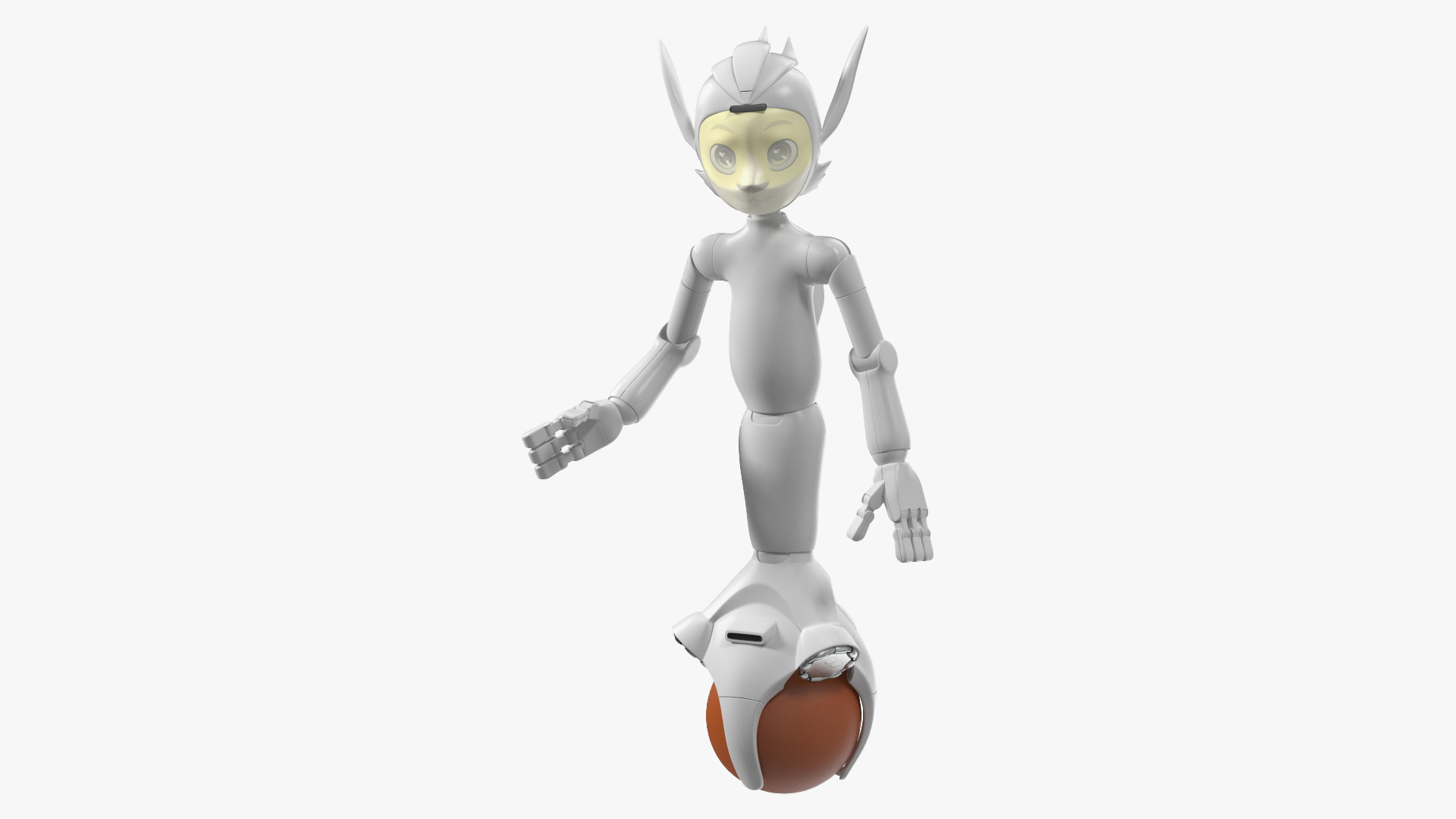 3D model Social AI Robot Mirokai White Rigged for Cinema 4D