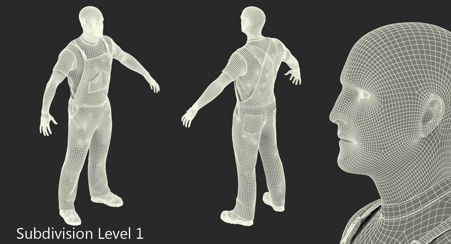 3D Worker Wearing Boiler Suit Rigged model