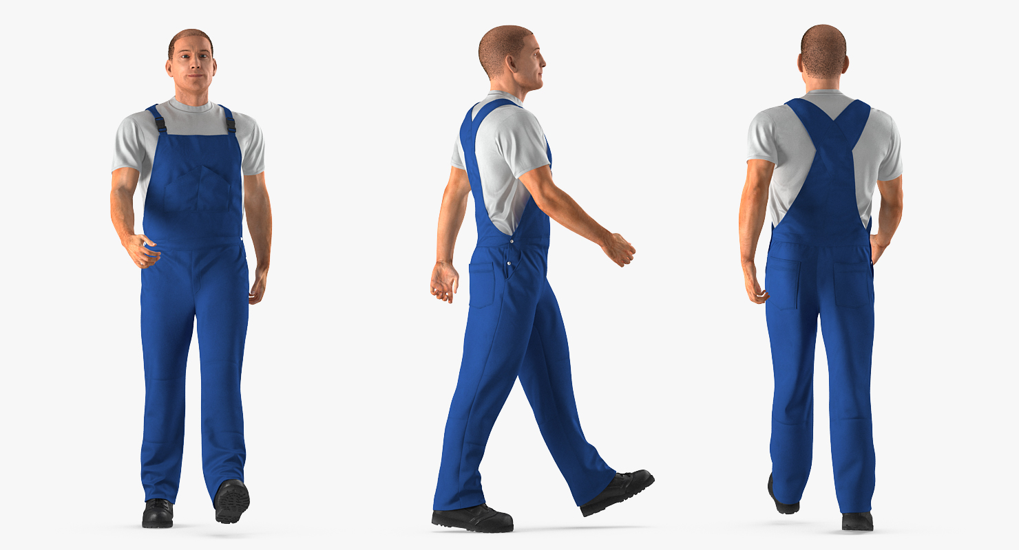 3D Worker Wearing Boiler Suit Rigged model