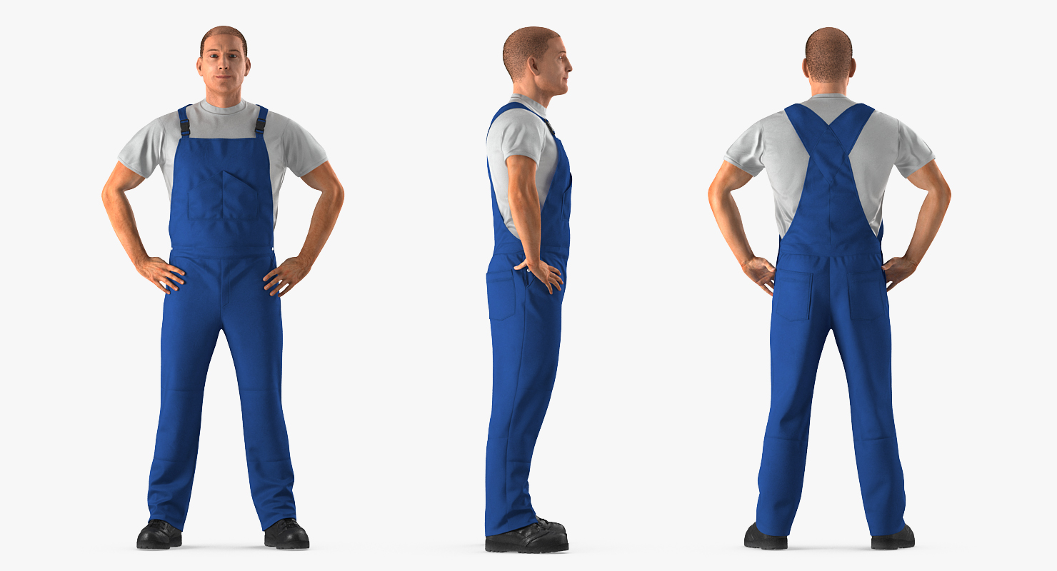 3D Worker Wearing Boiler Suit Rigged model