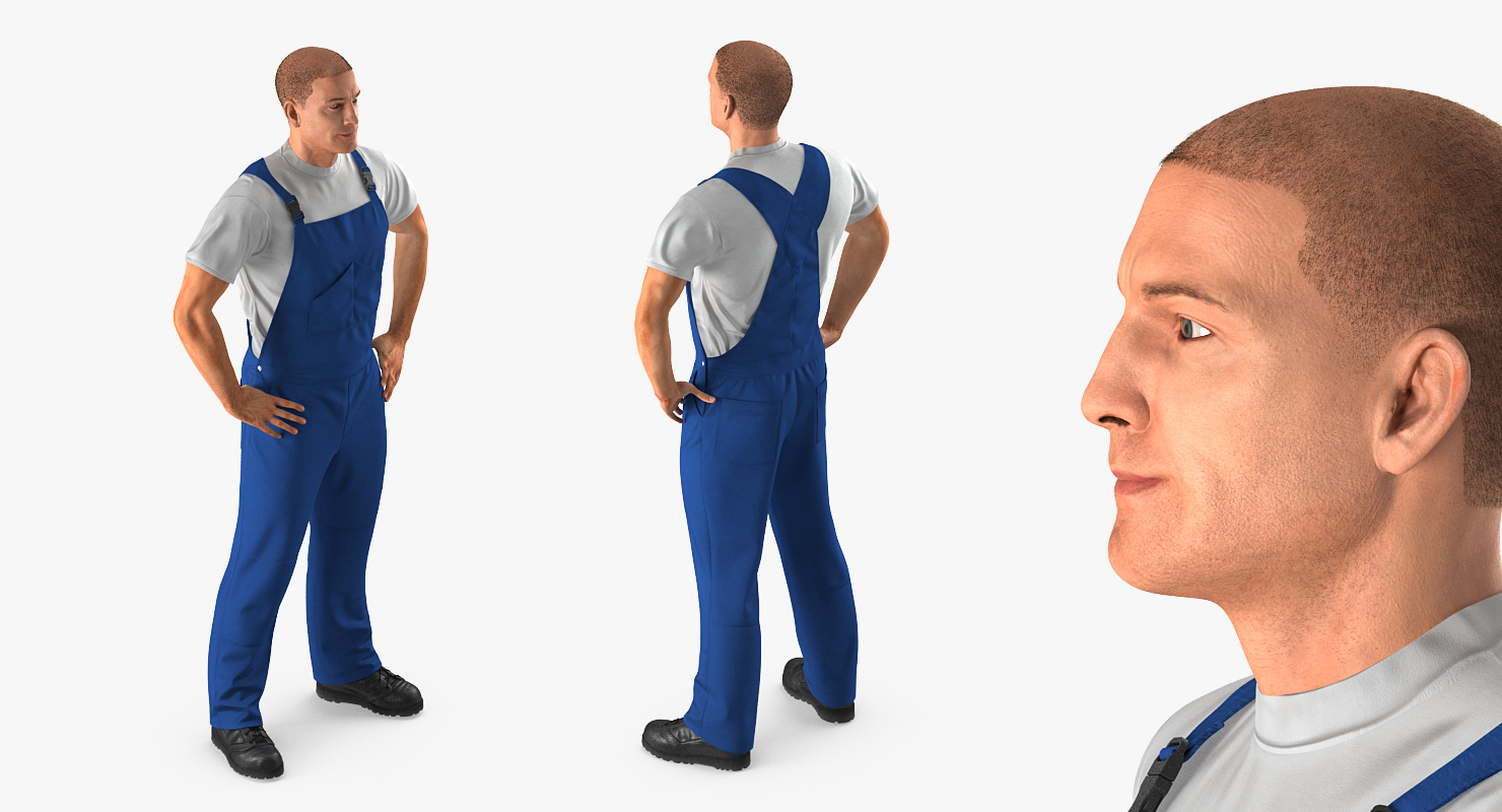 3D Worker Wearing Boiler Suit Rigged model