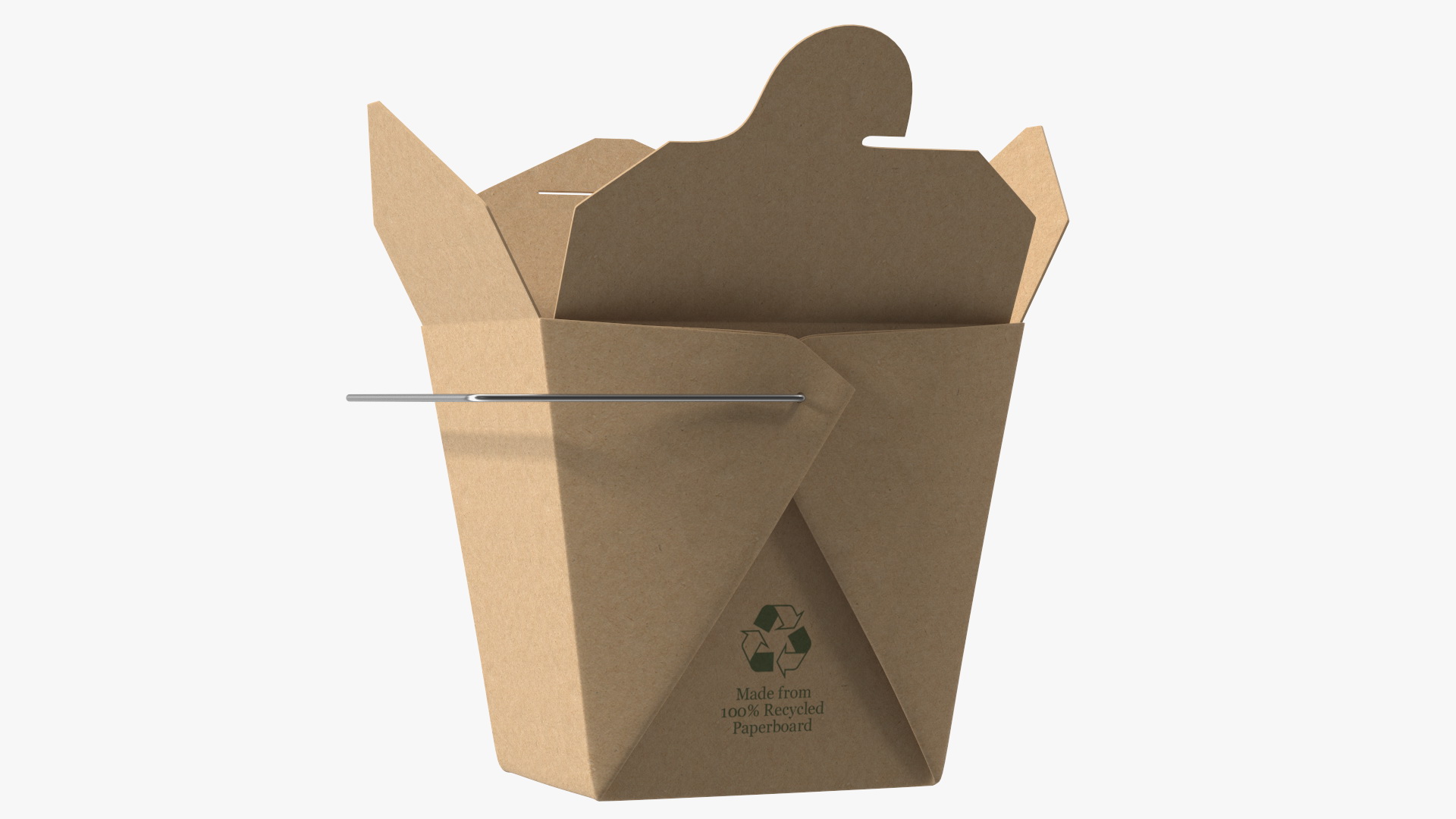 3D Kraft Paper Take Out Food Container 32 Oz Opened model