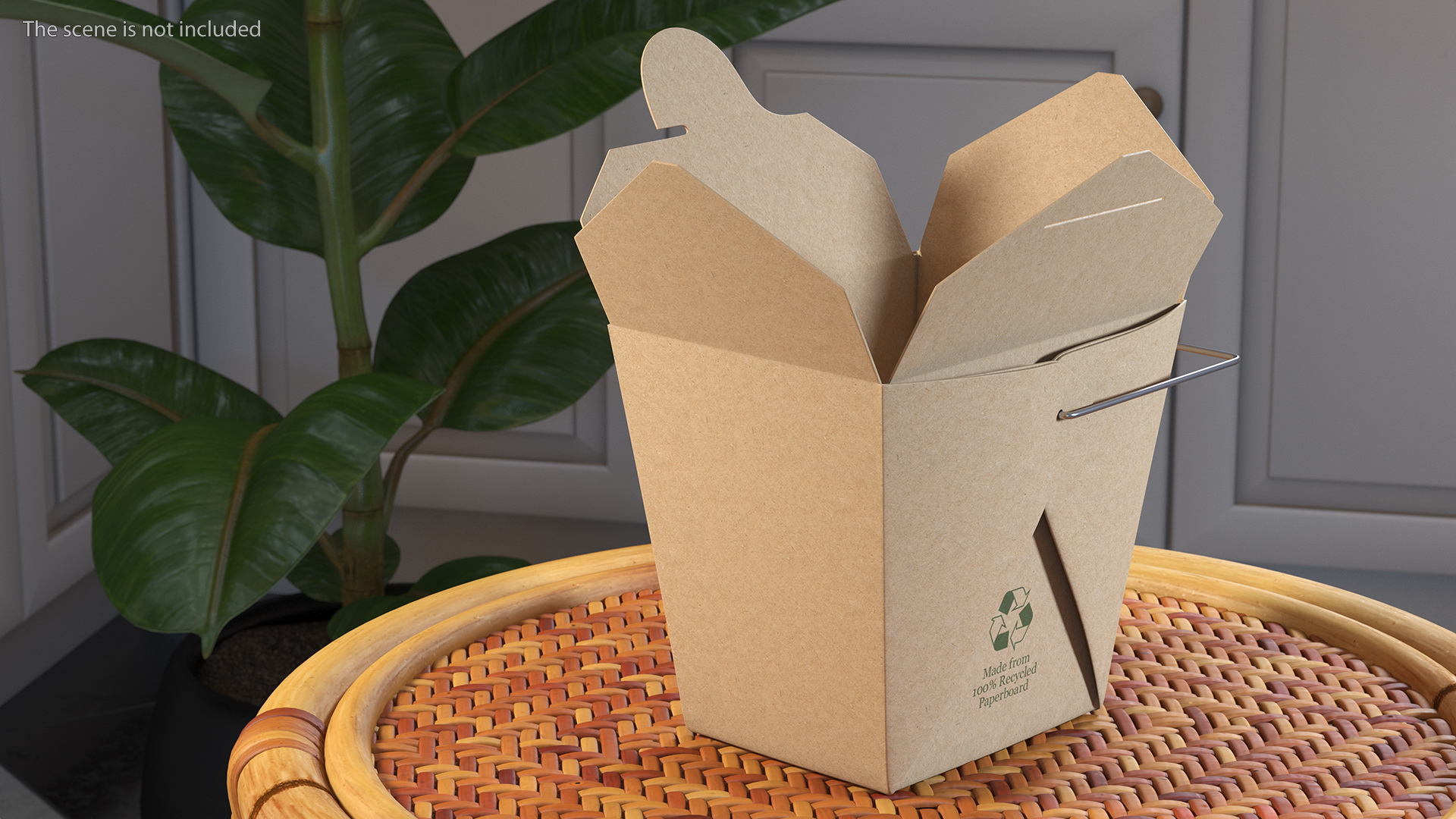 3D Kraft Paper Take Out Food Container 32 Oz Opened model