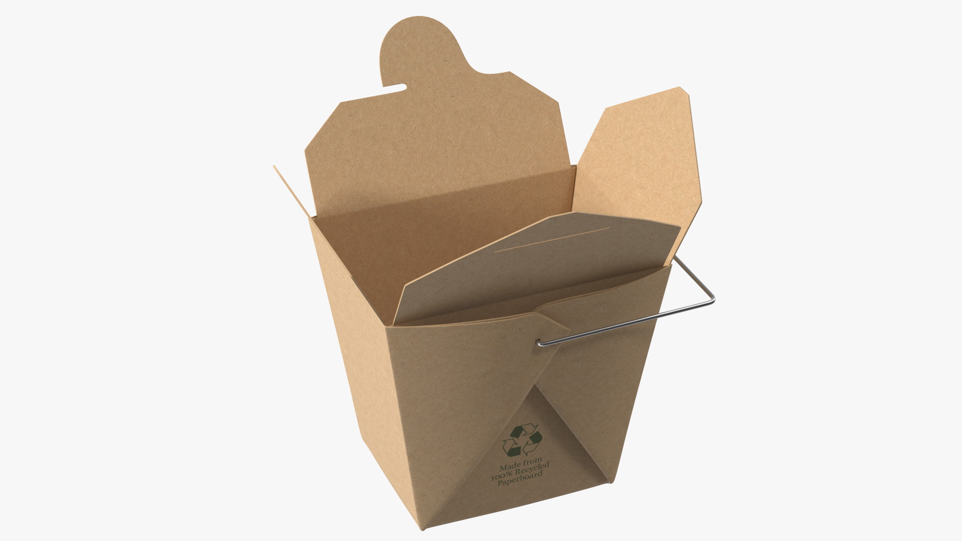 3D Kraft Paper Take Out Food Container 32 Oz Opened model