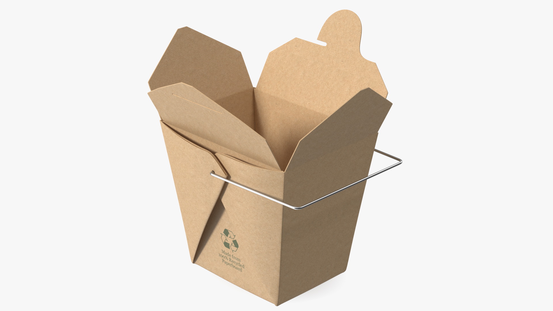 3D Kraft Paper Take Out Food Container 32 Oz Opened model