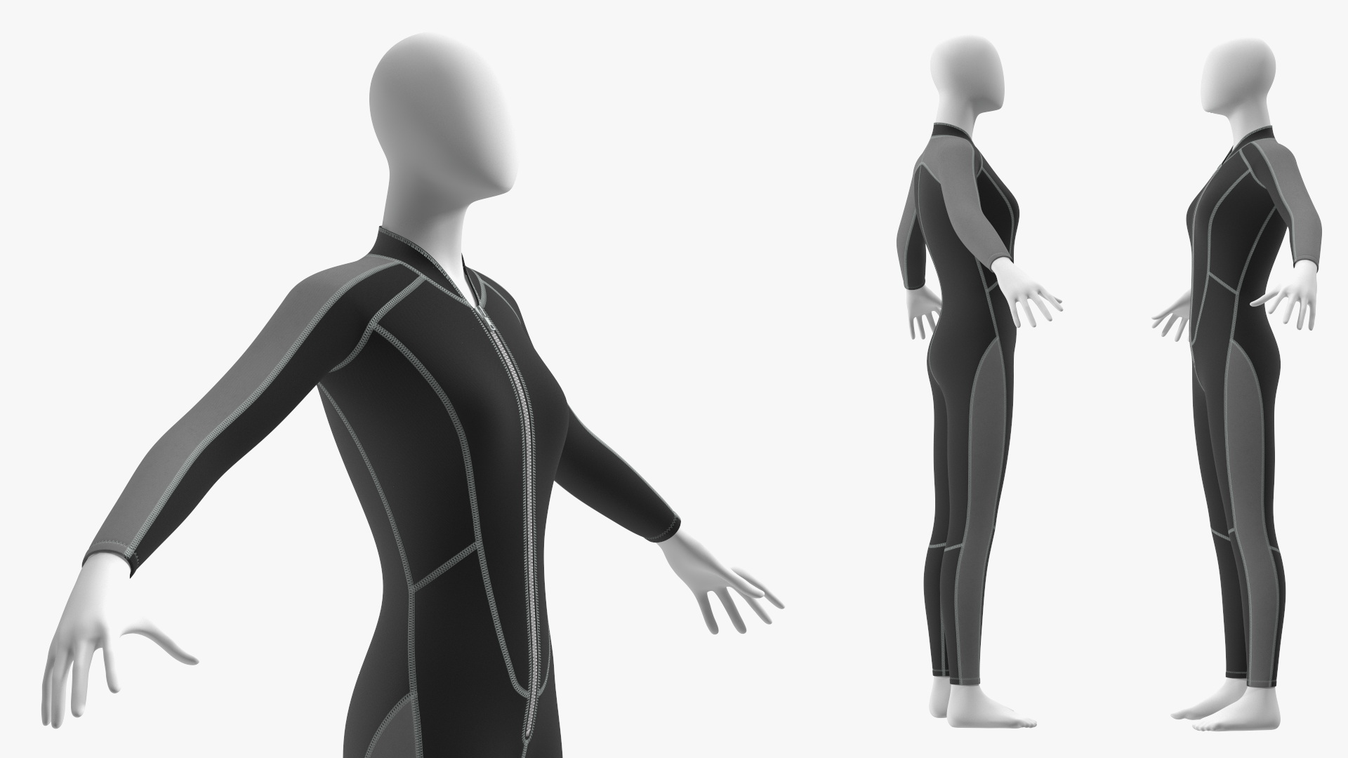 Woman Wetsuit Full Version Black 3D