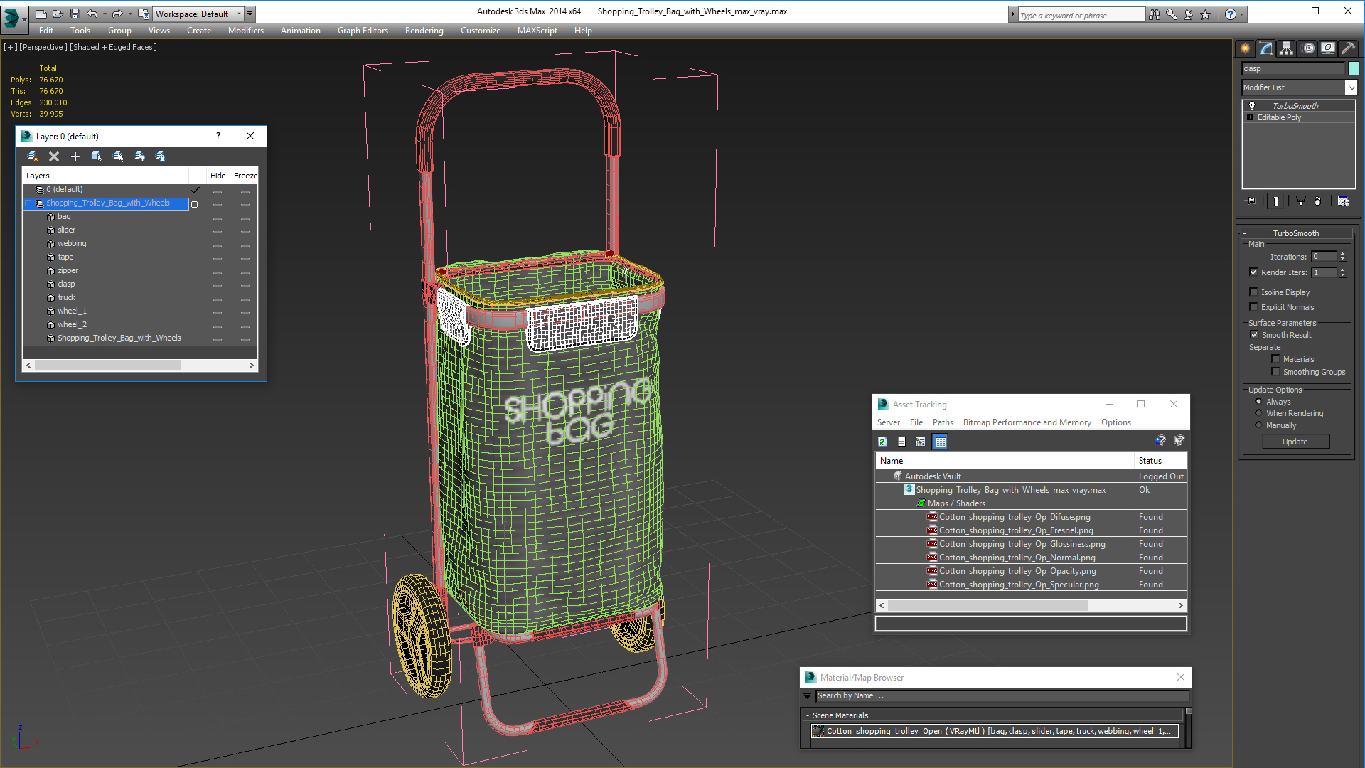 Shopping Trolley Bag with Wheels 3D