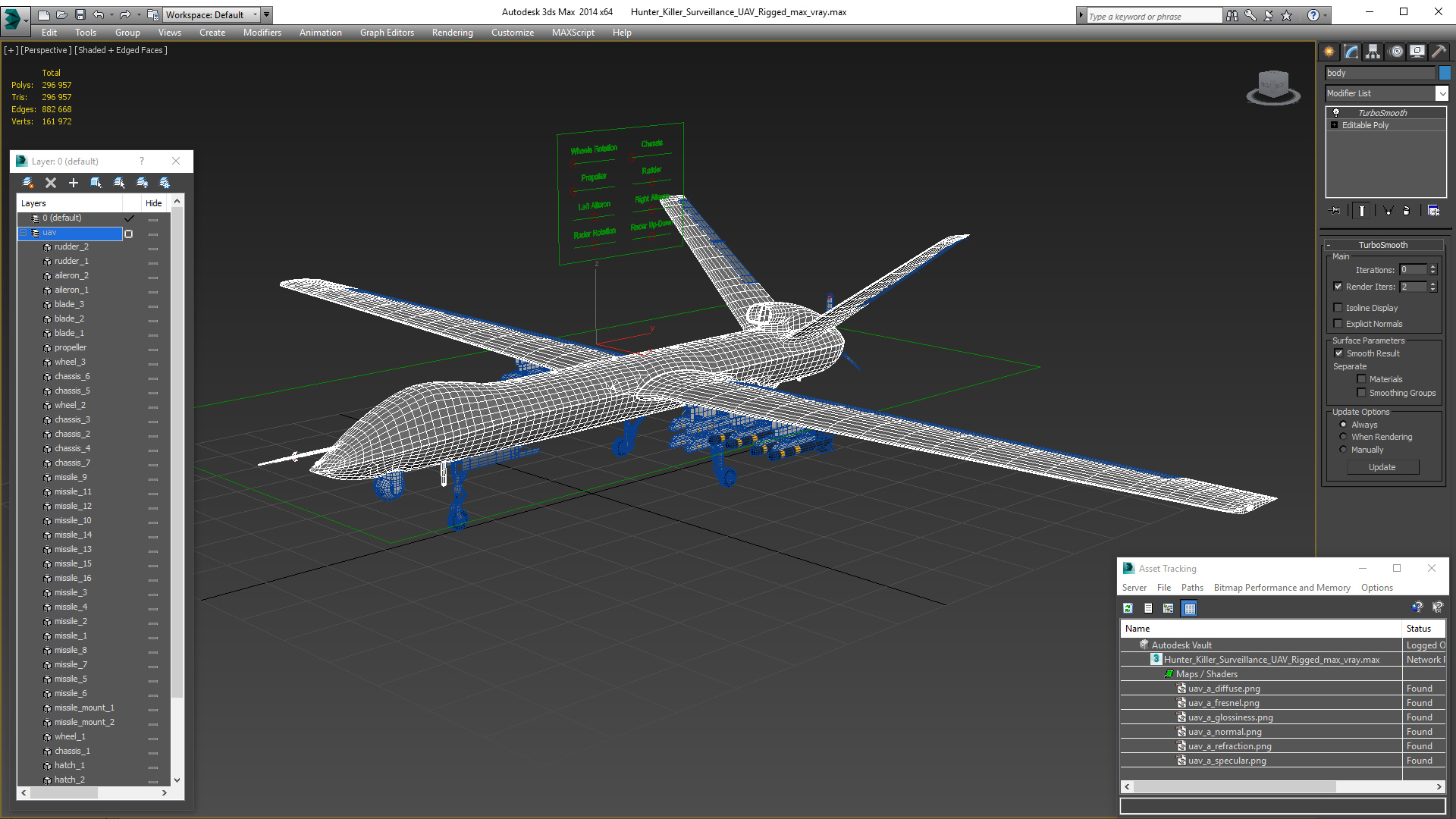 Hunter Killer Surveillance UAV Rigged 3D