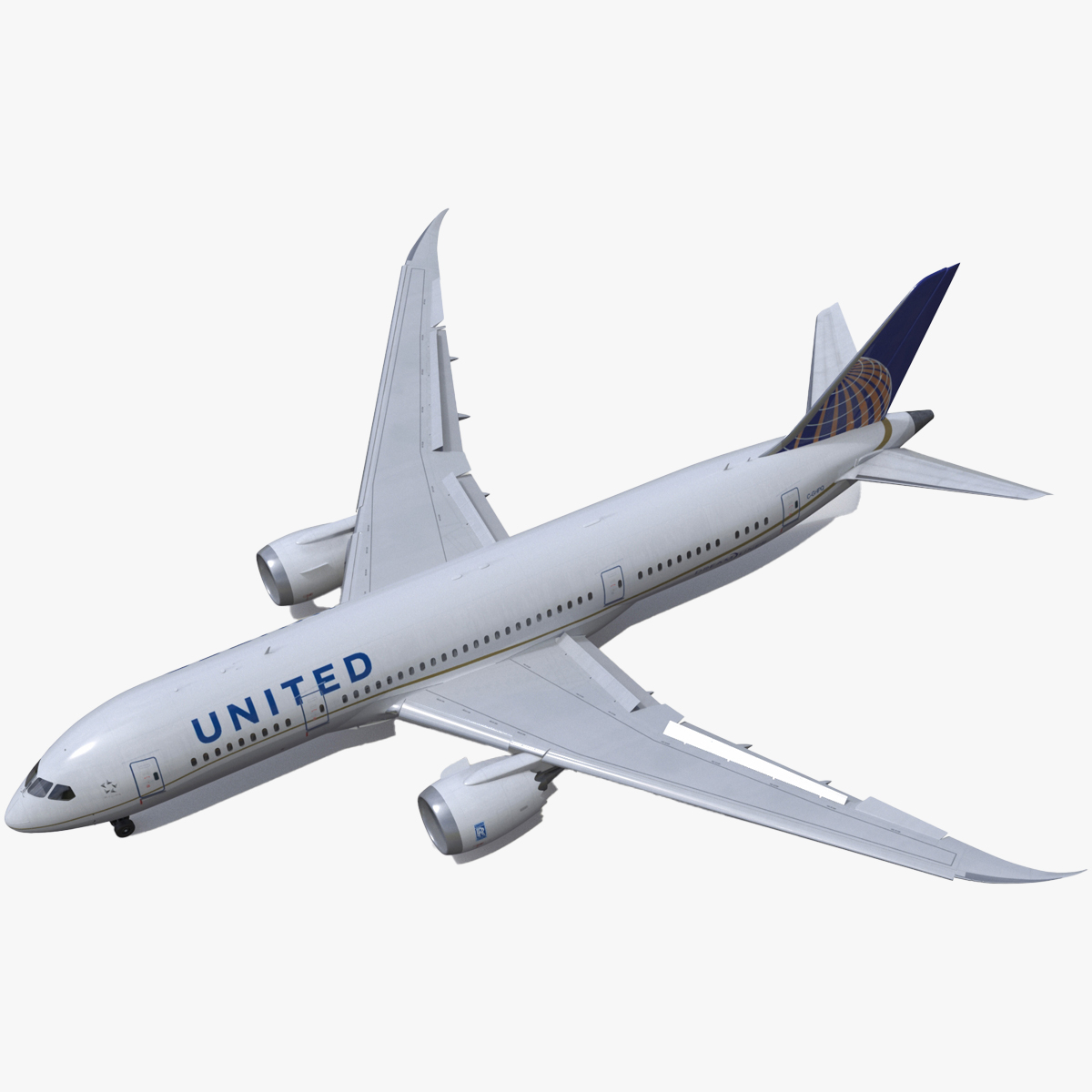 3D model United Airlines Boeing 787-8 Dreamliner Rigged for Maya