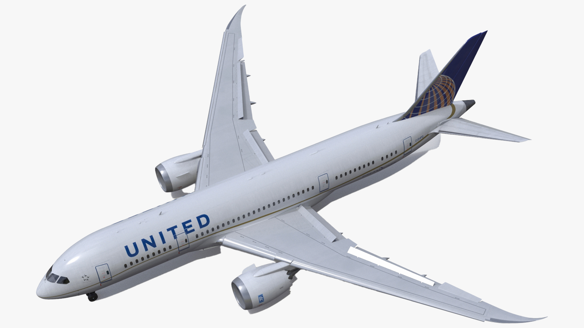 3D model United Airlines Boeing 787-8 Dreamliner Rigged for Maya