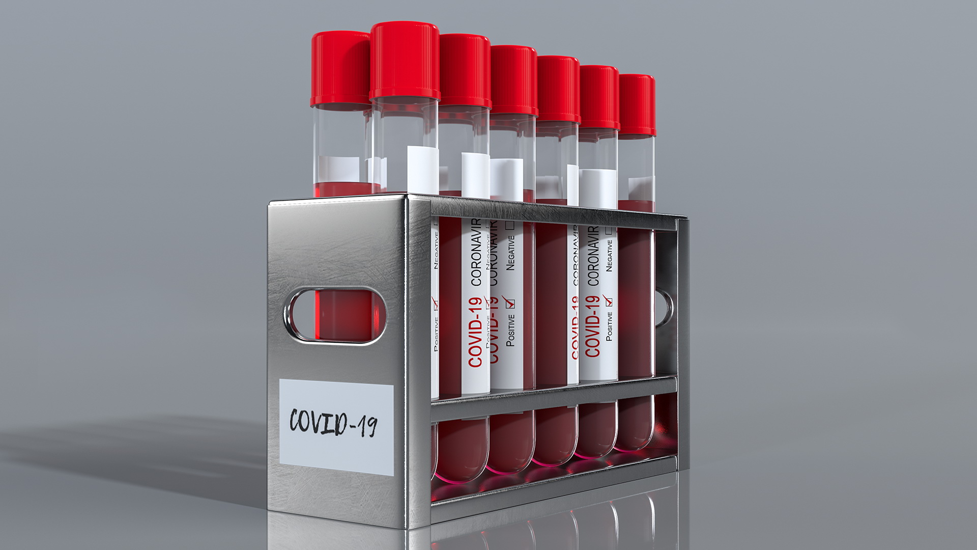 3D Full Test Tube Rack with Positive Covid 19 Tests model