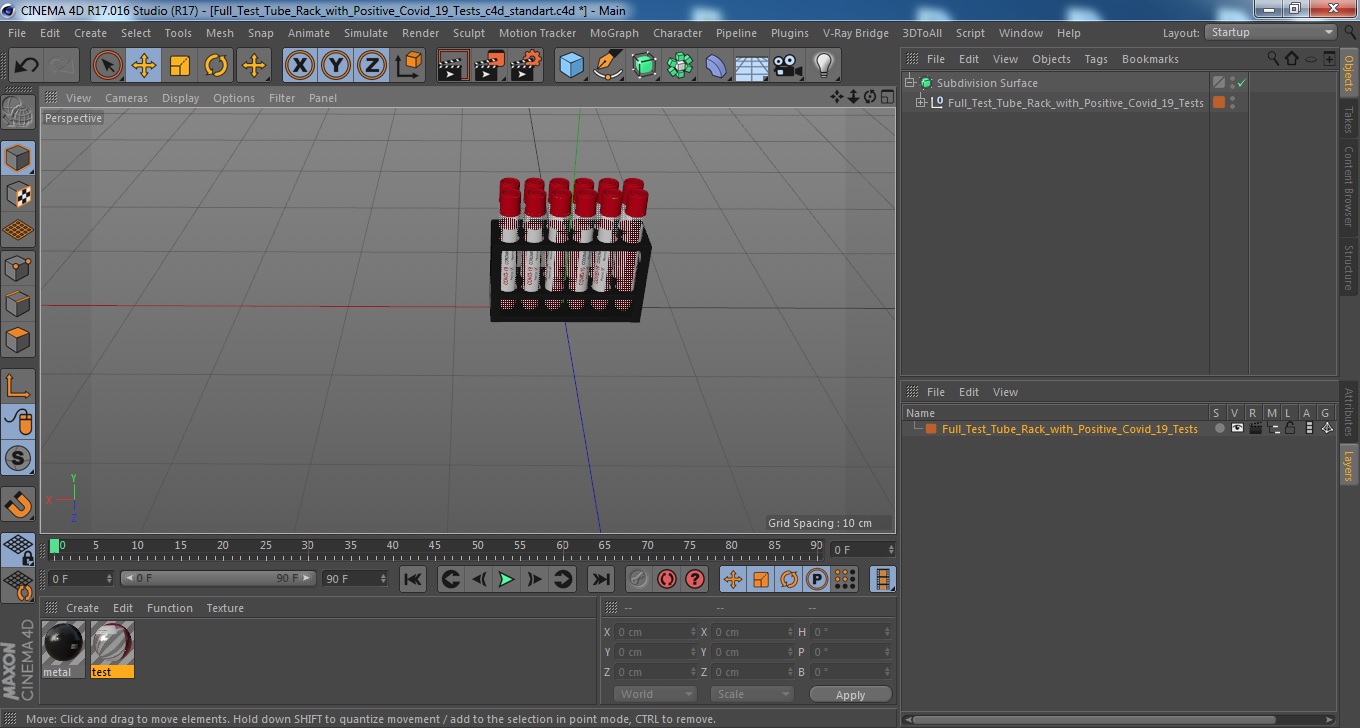 3D Full Test Tube Rack with Positive Covid 19 Tests model