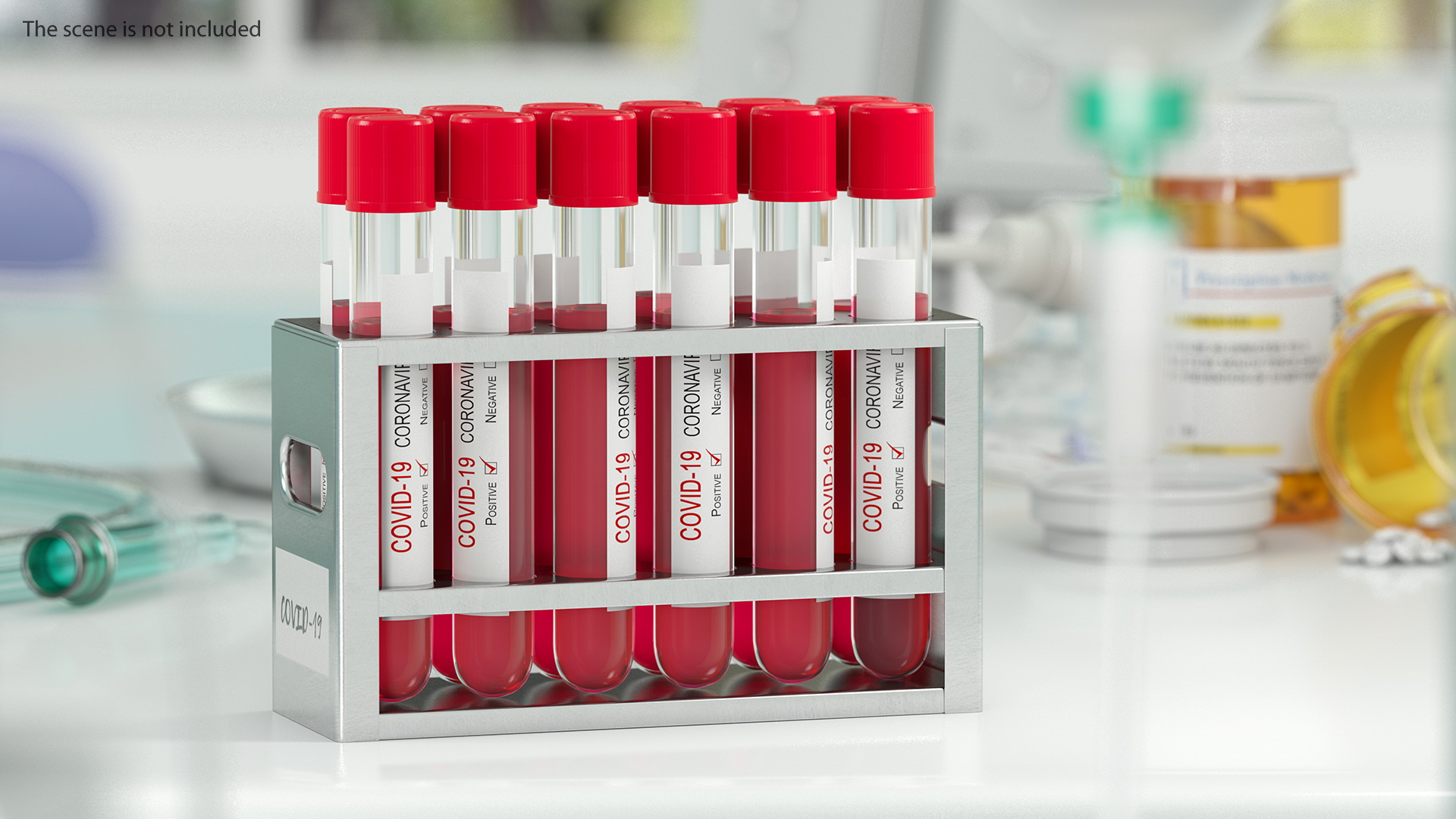 3D Full Test Tube Rack with Positive Covid 19 Tests model