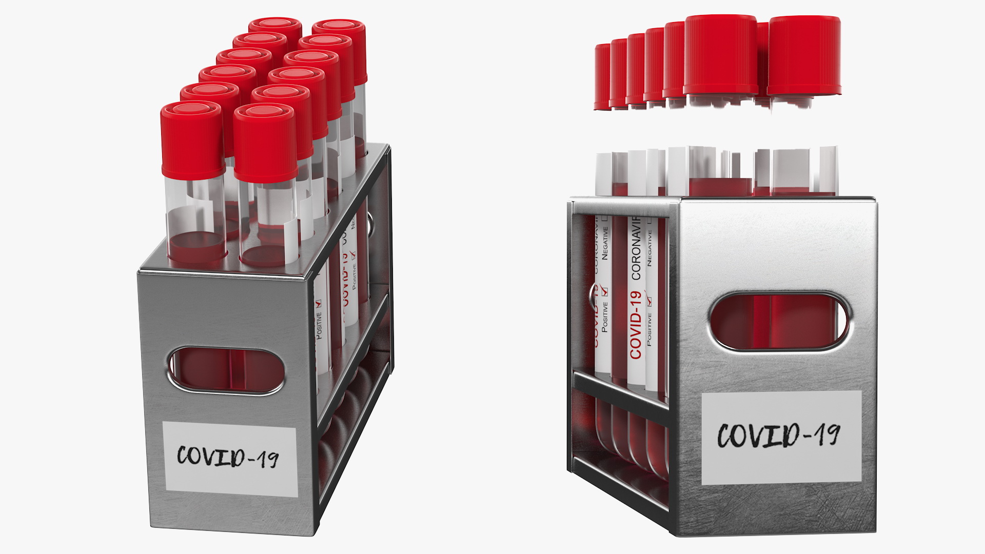 3D Full Test Tube Rack with Positive Covid 19 Tests model