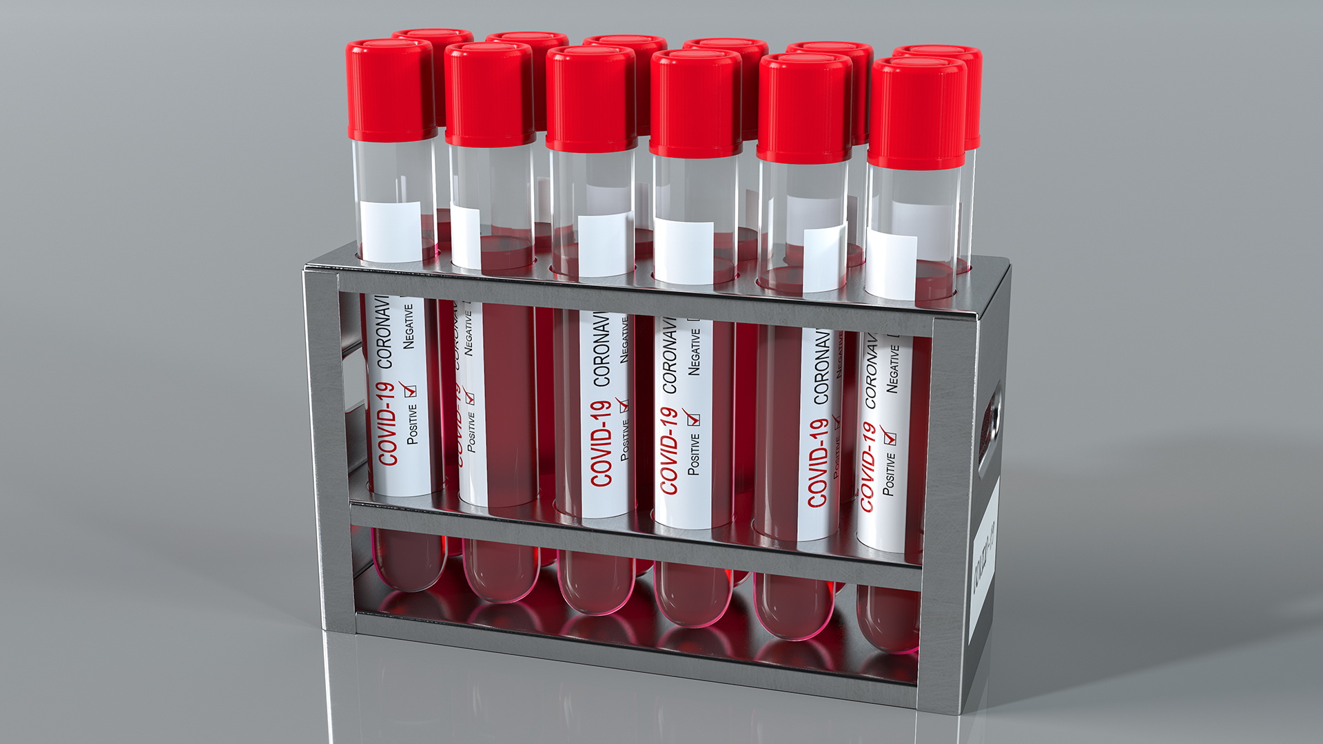 3D Full Test Tube Rack with Positive Covid 19 Tests model