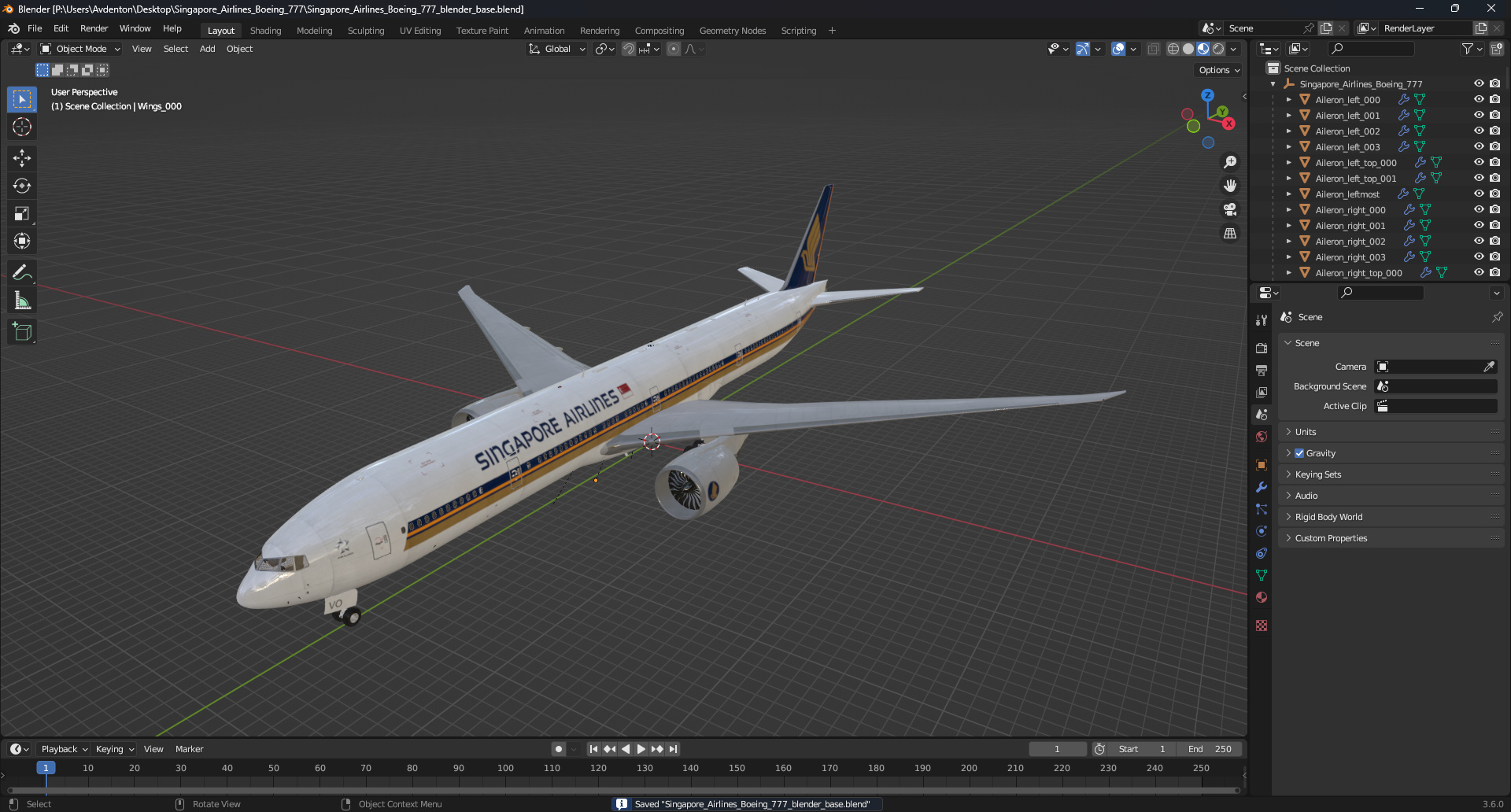 Singapore Airlines Boeing 777 3D model