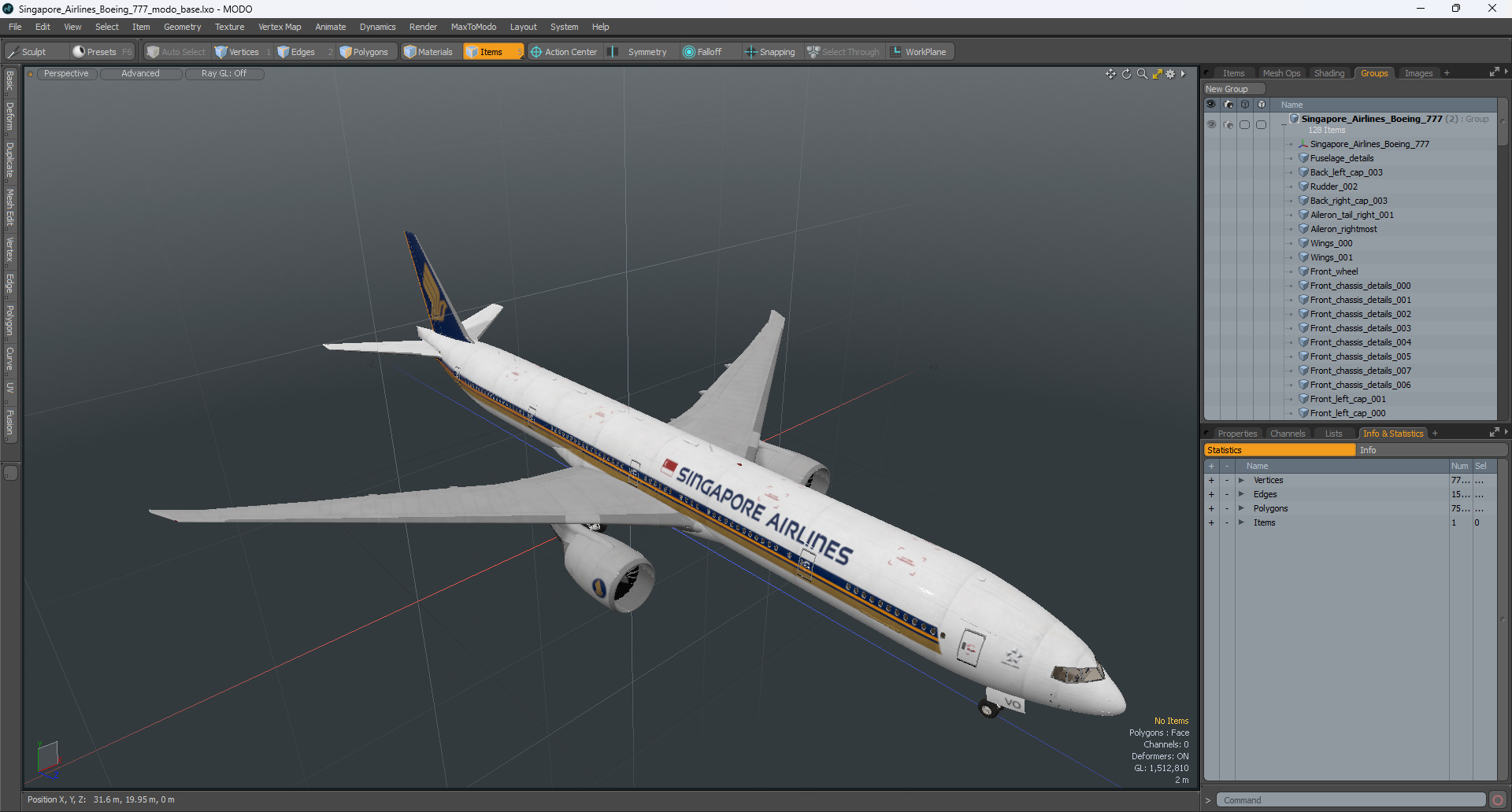 Singapore Airlines Boeing 777 3D model