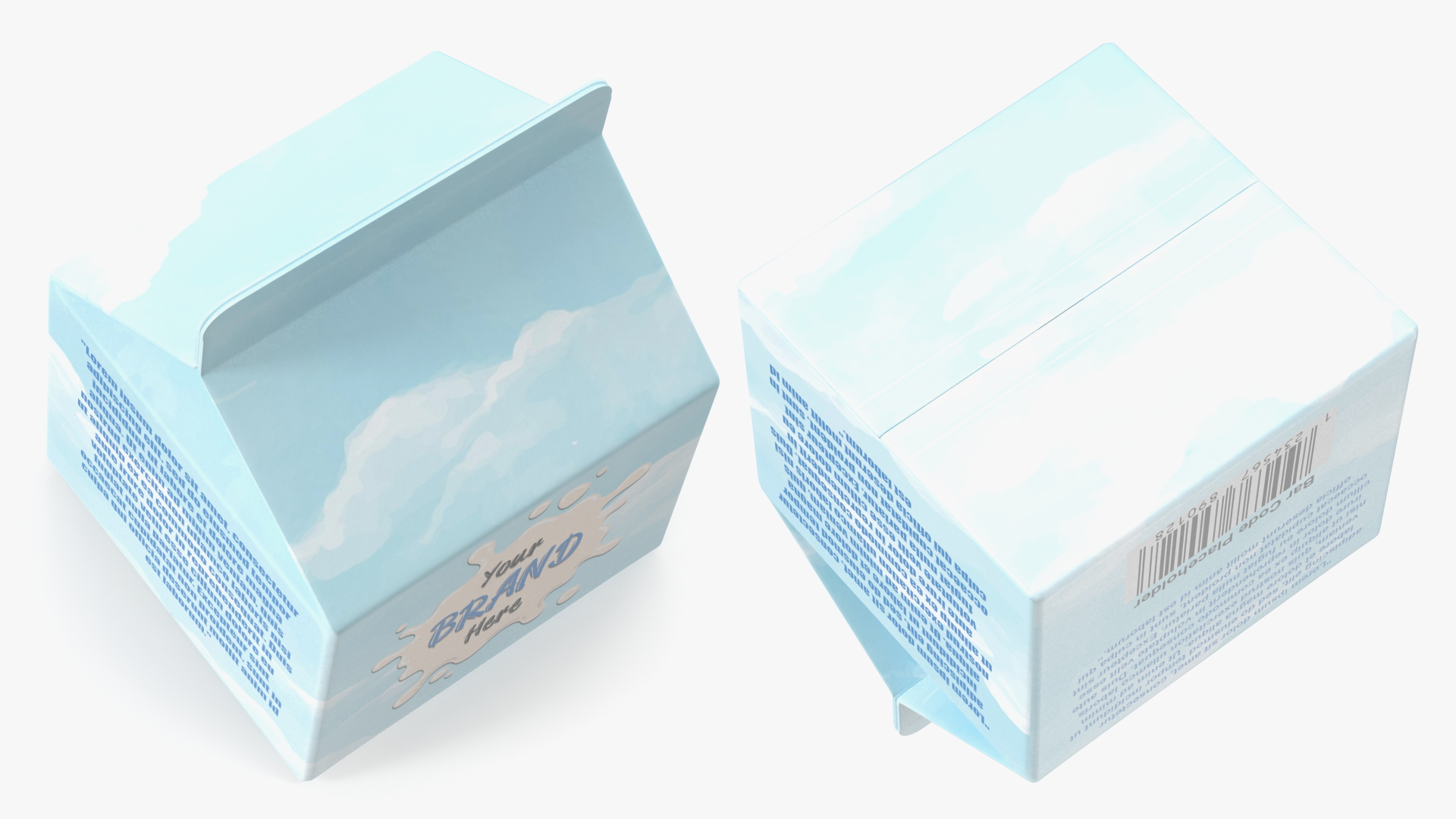 3D Gable Top Carton Package Mockup Blue