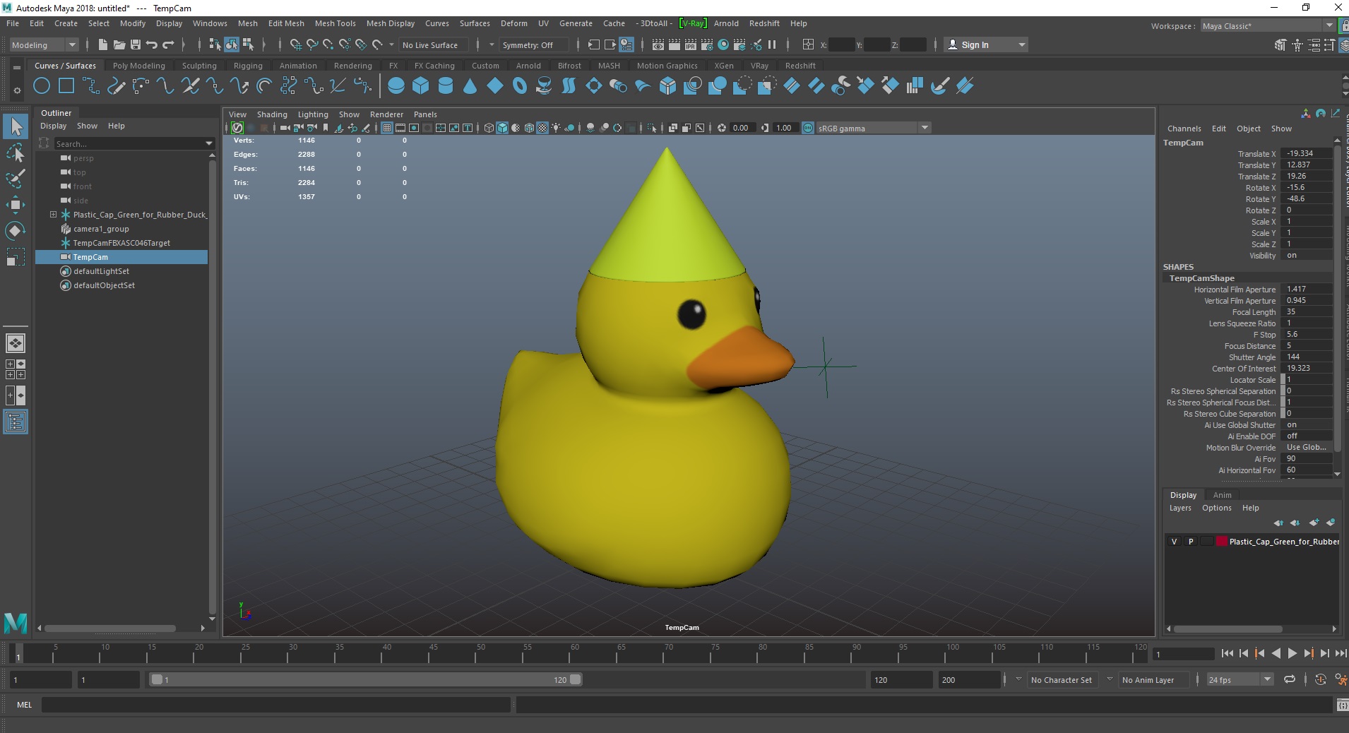 3D Plastic Cap Green for Rubber Duck model