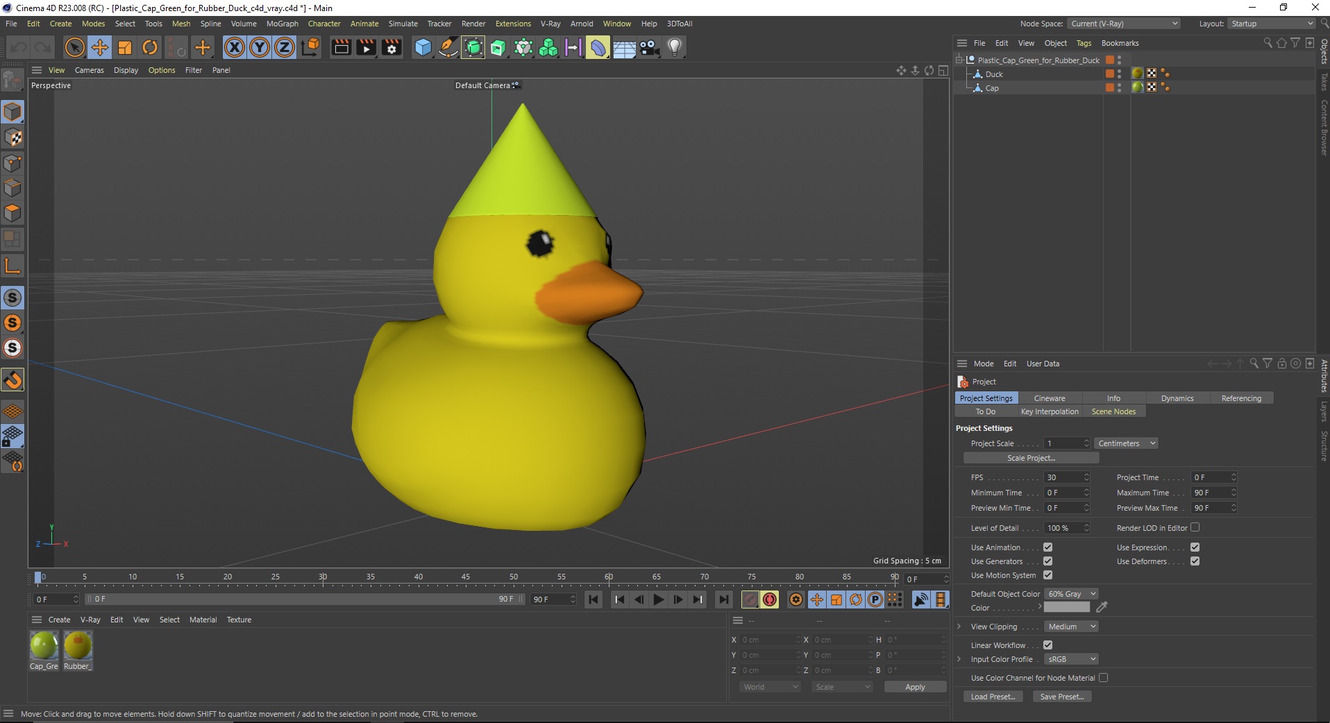 3D Plastic Cap Green for Rubber Duck model