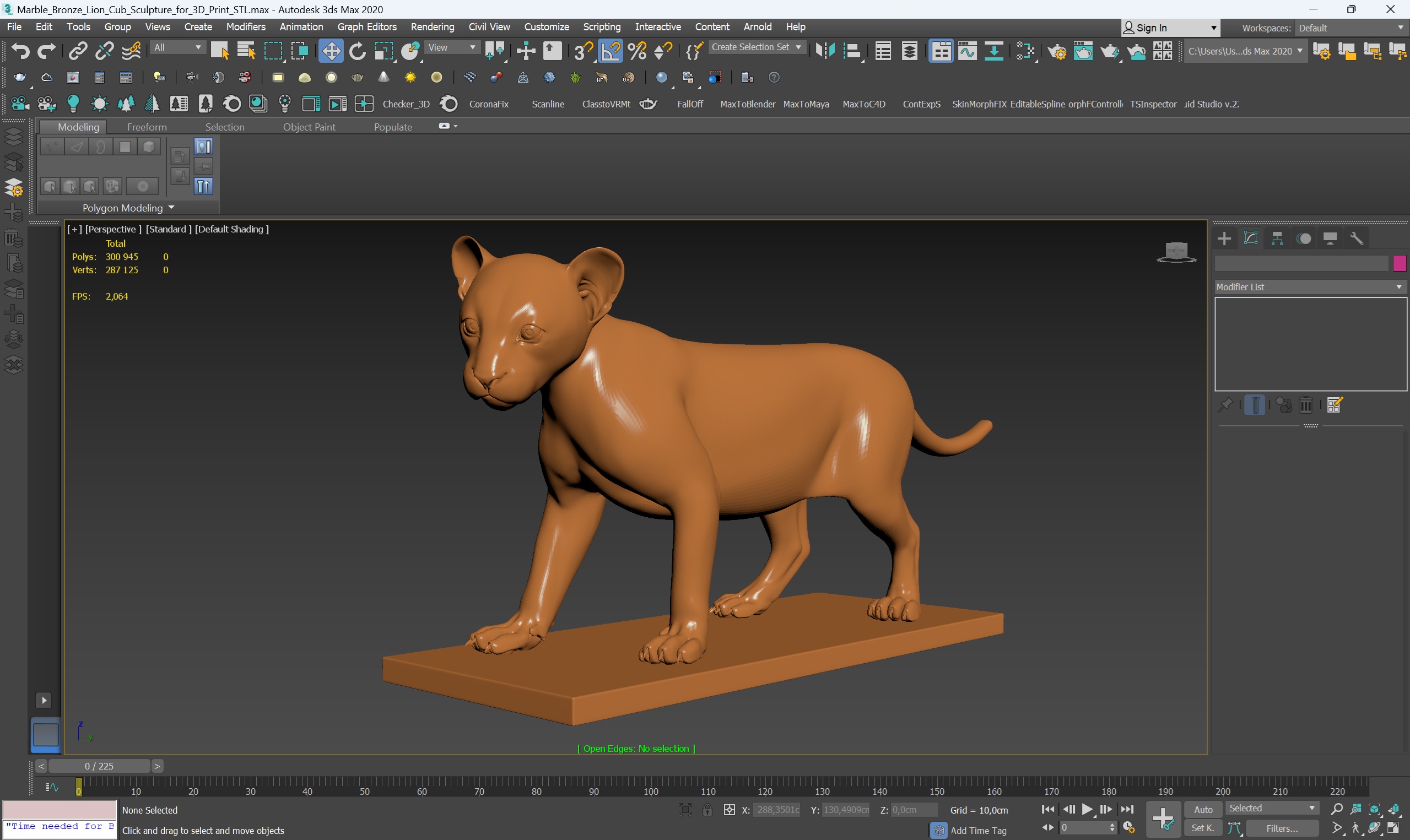 3D model Marble Bronze Lion Cub Sculpture for 3D Print