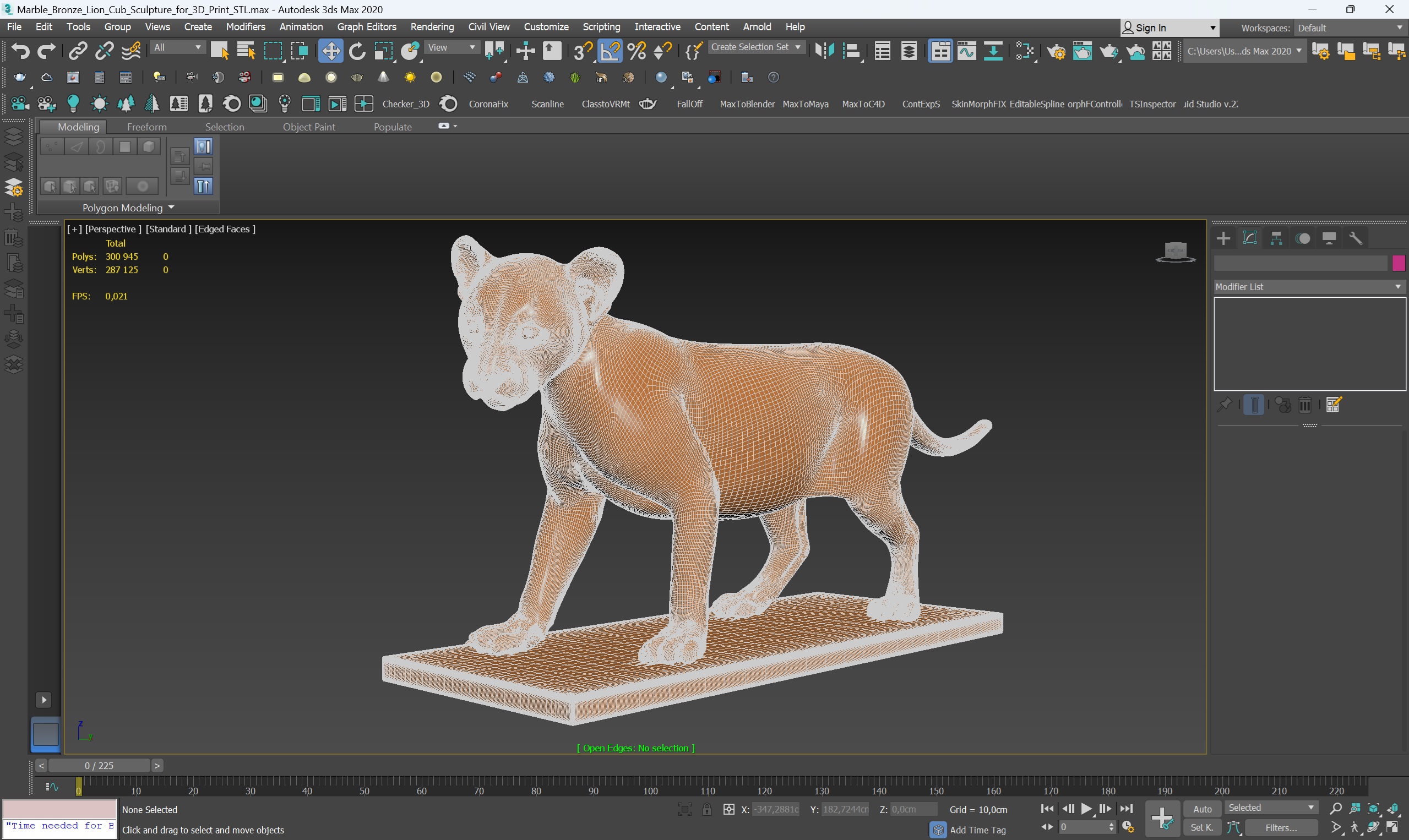 3D model Marble Bronze Lion Cub Sculpture for 3D Print