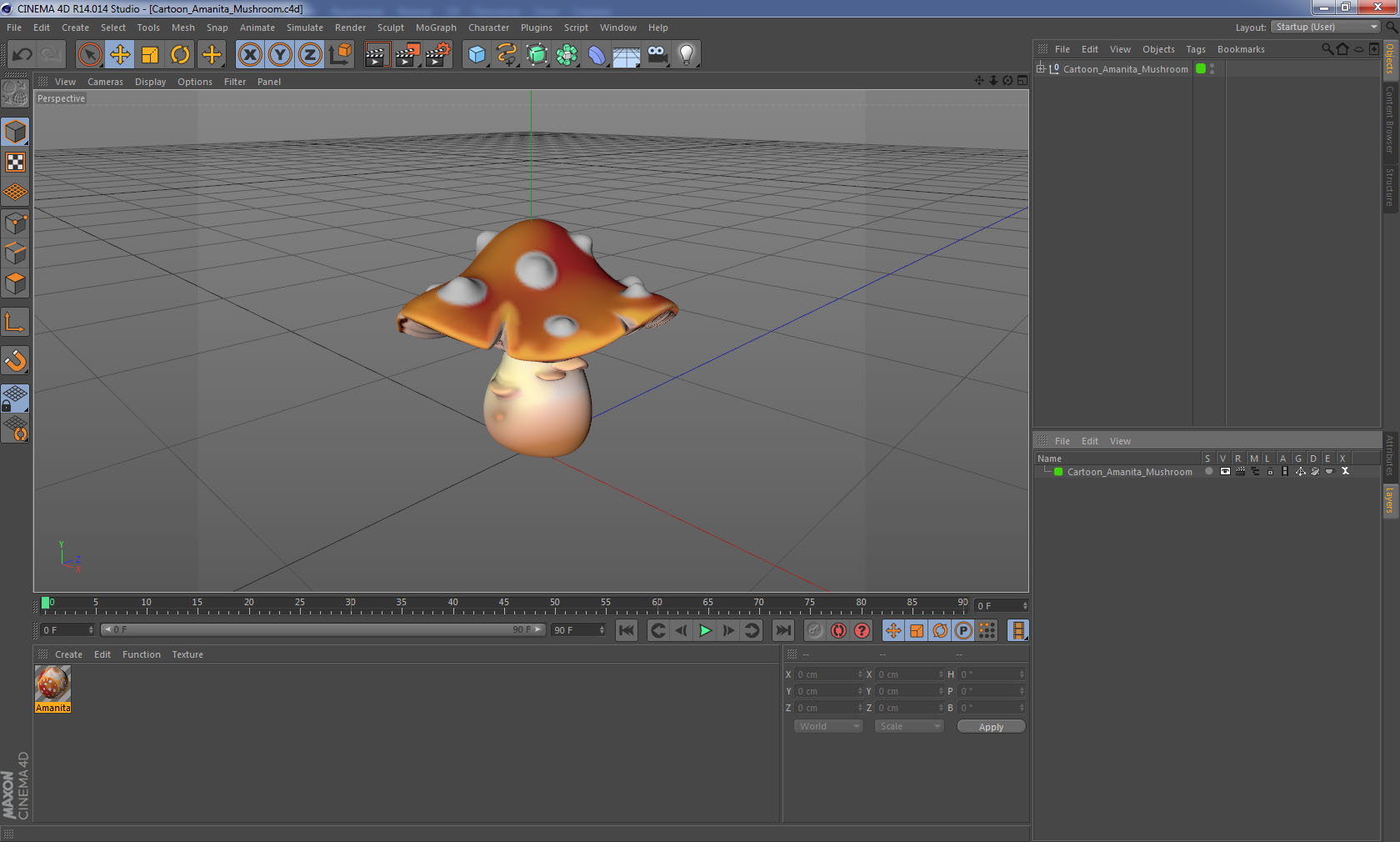 Cartoon Amanita Mushroom 3D model