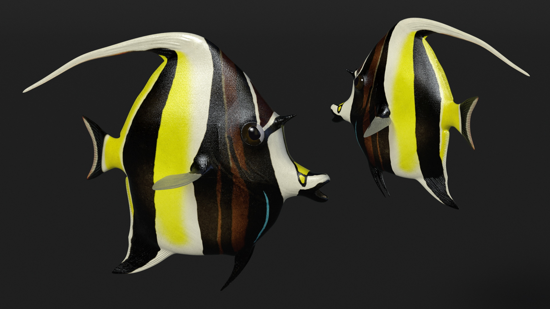 3D Moorish Idol Tropical Fish