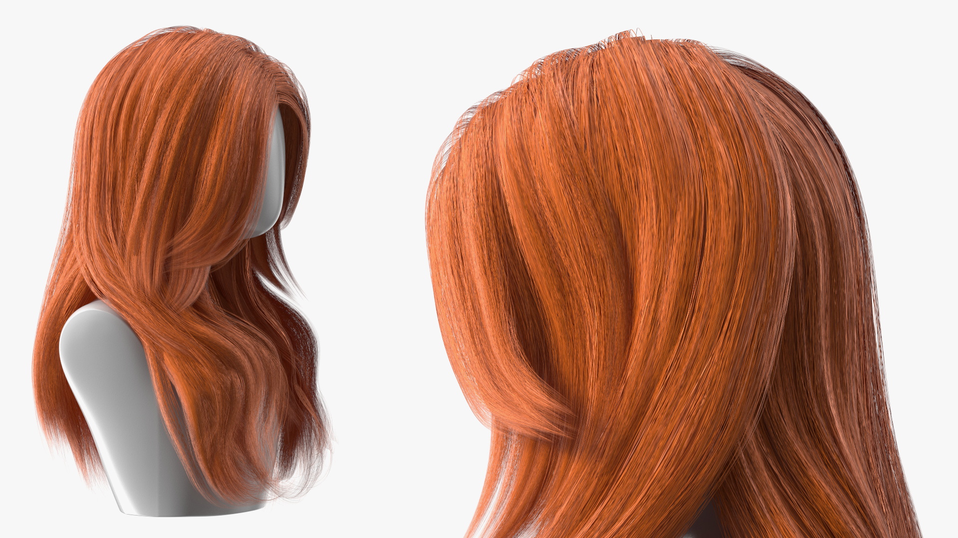 3D model Red Hair Wig Long Haircut