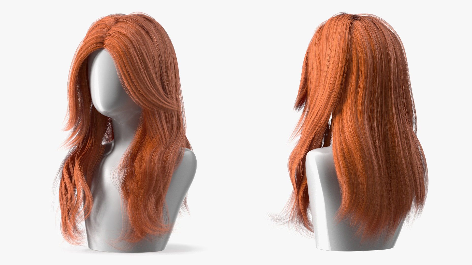 3D model Red Hair Wig Long Haircut