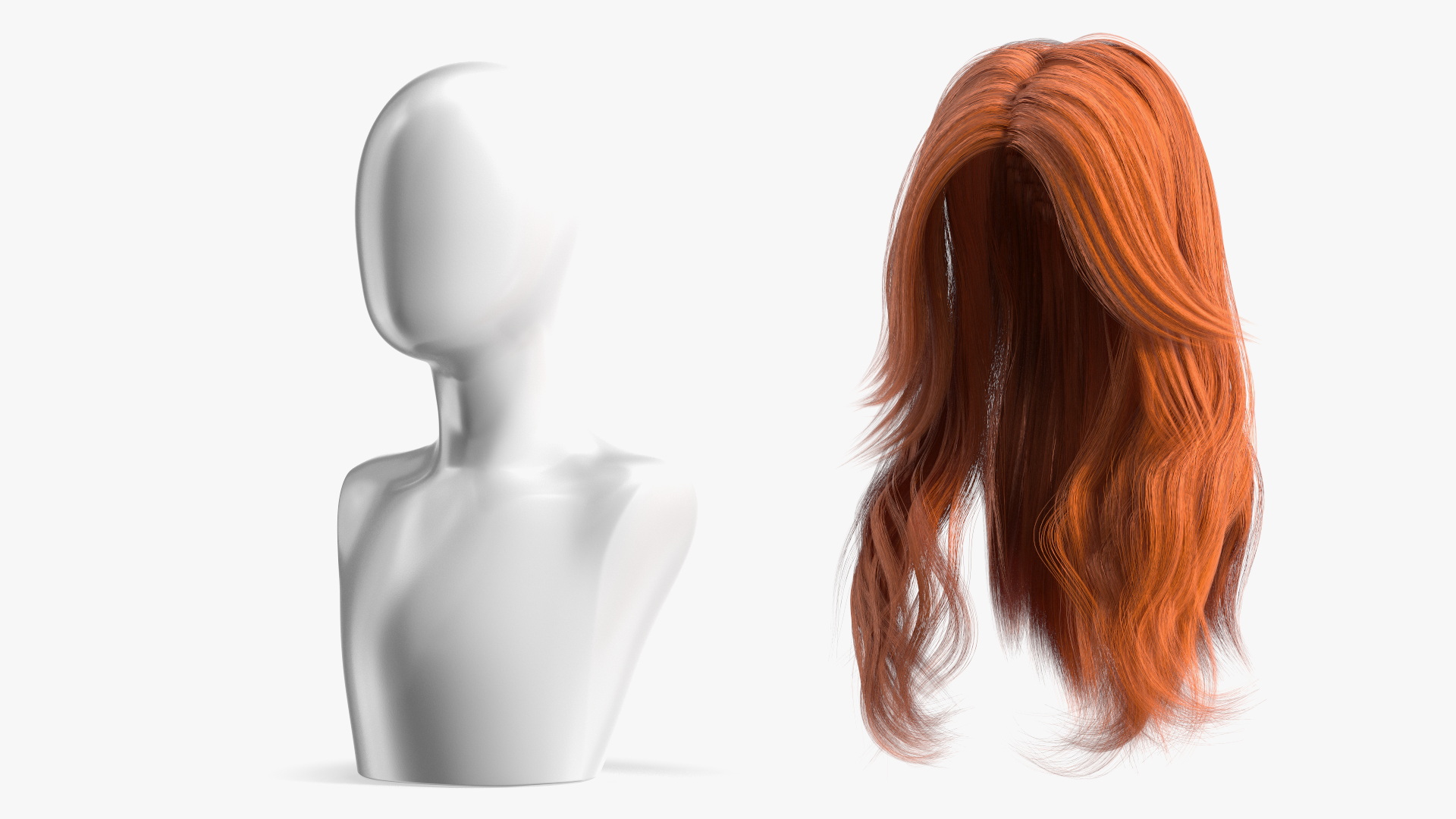 3D model Red Hair Wig Long Haircut