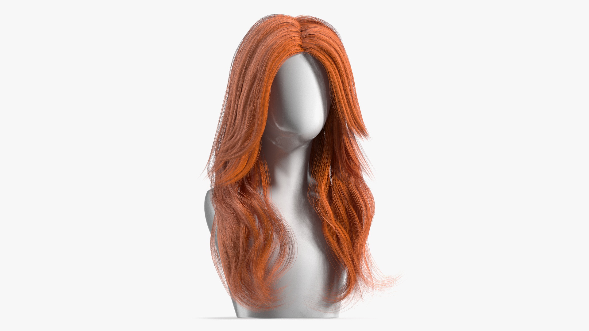 3D model Red Hair Wig Long Haircut