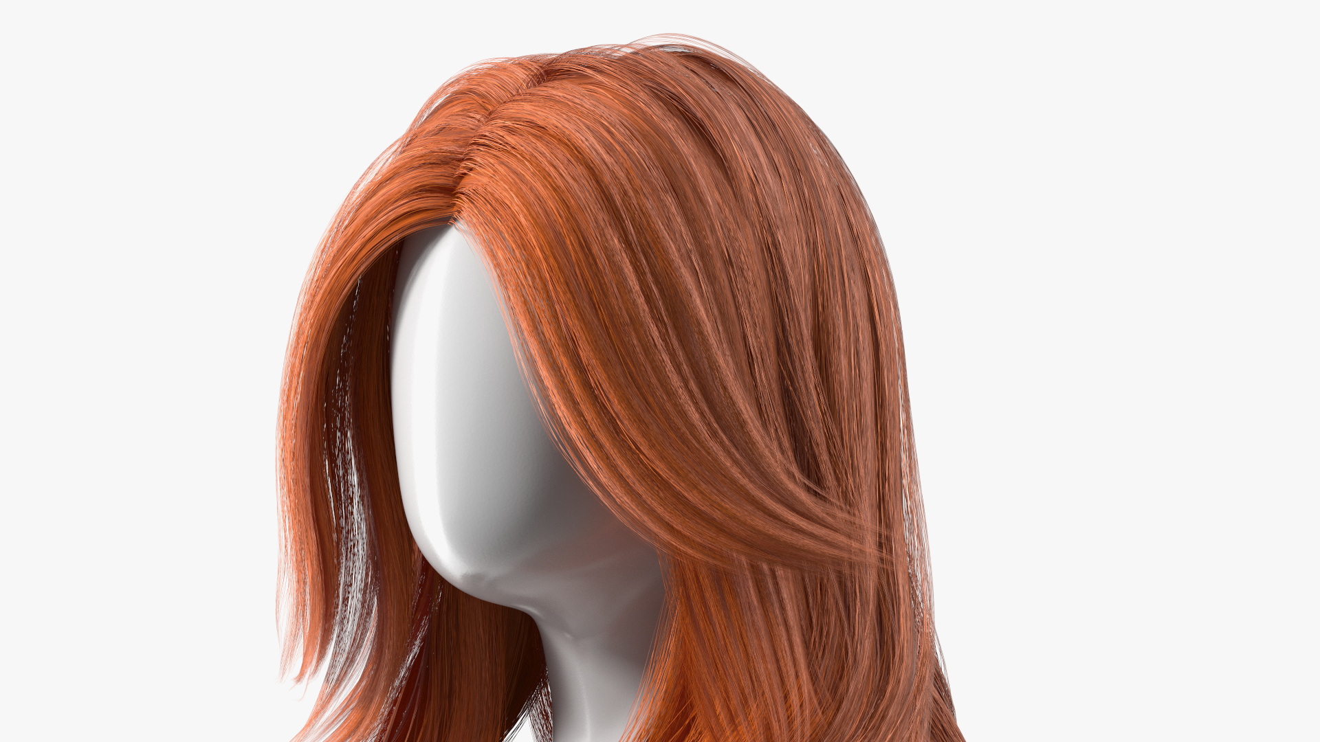 3D model Red Hair Wig Long Haircut