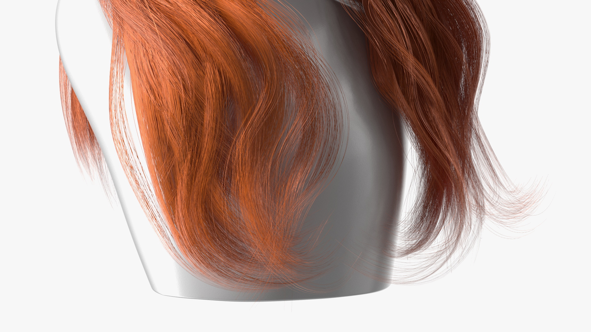 3D model Red Hair Wig Long Haircut