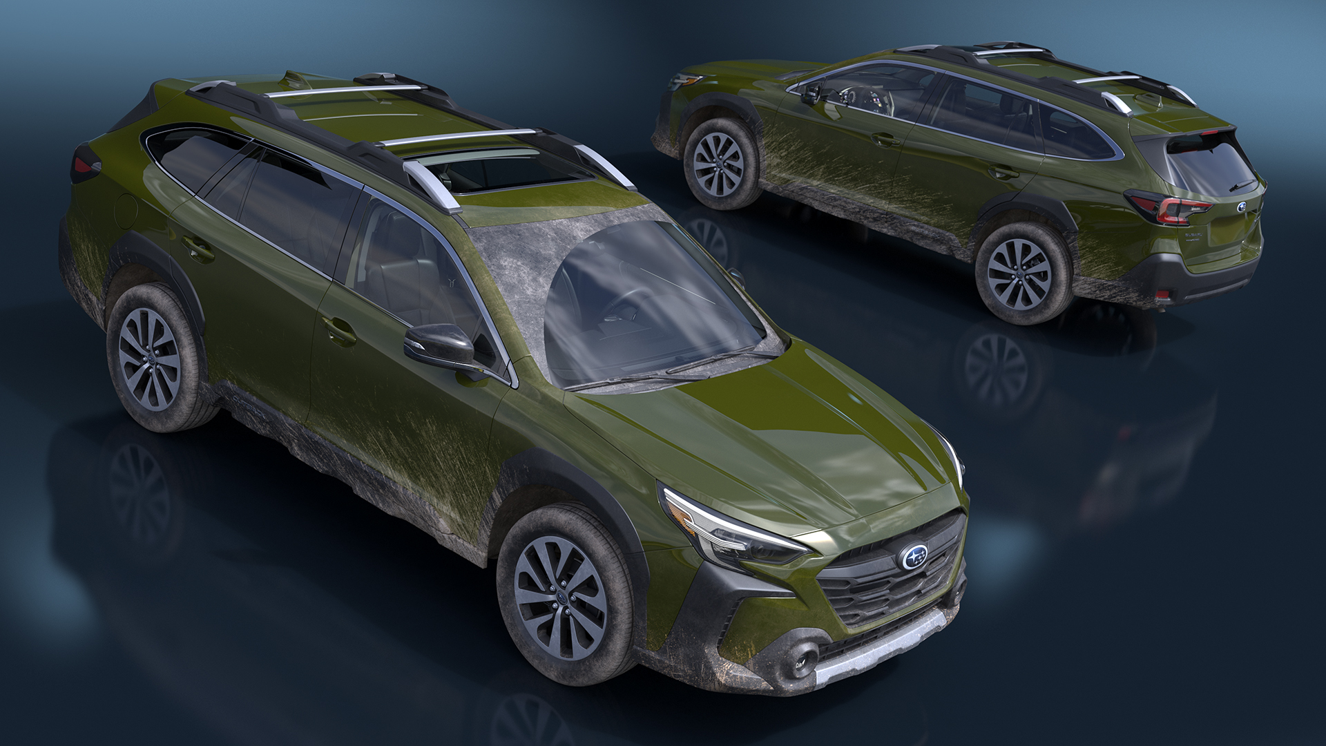 3D Subaru Outback 2025 Green Dirty