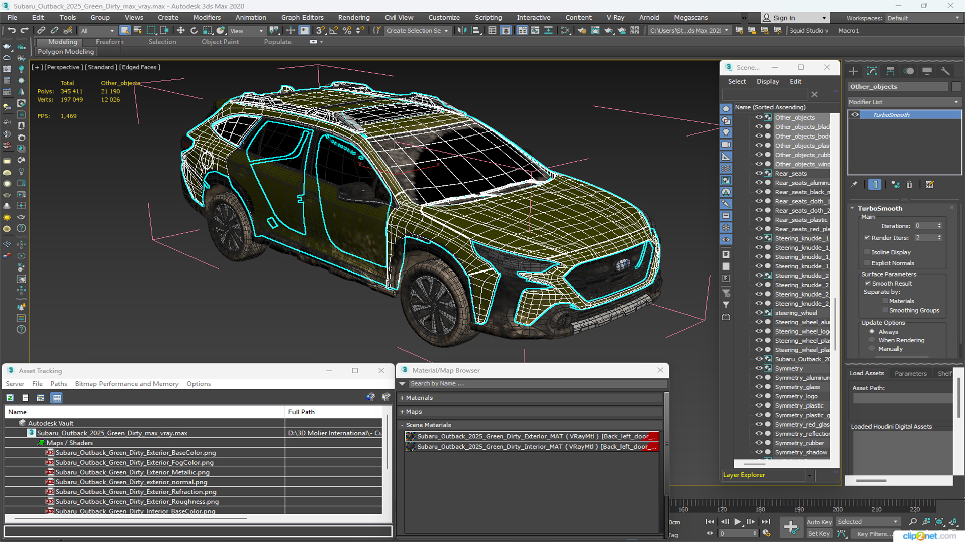 3D Subaru Outback 2025 Green Dirty