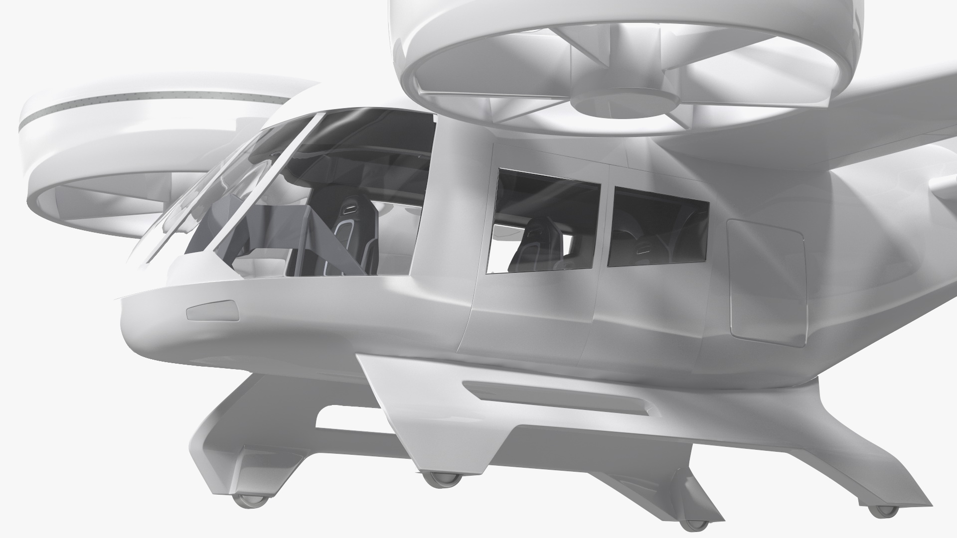 3D Concept Flying Taxi Simple Interior Rigged for Cinema 4D