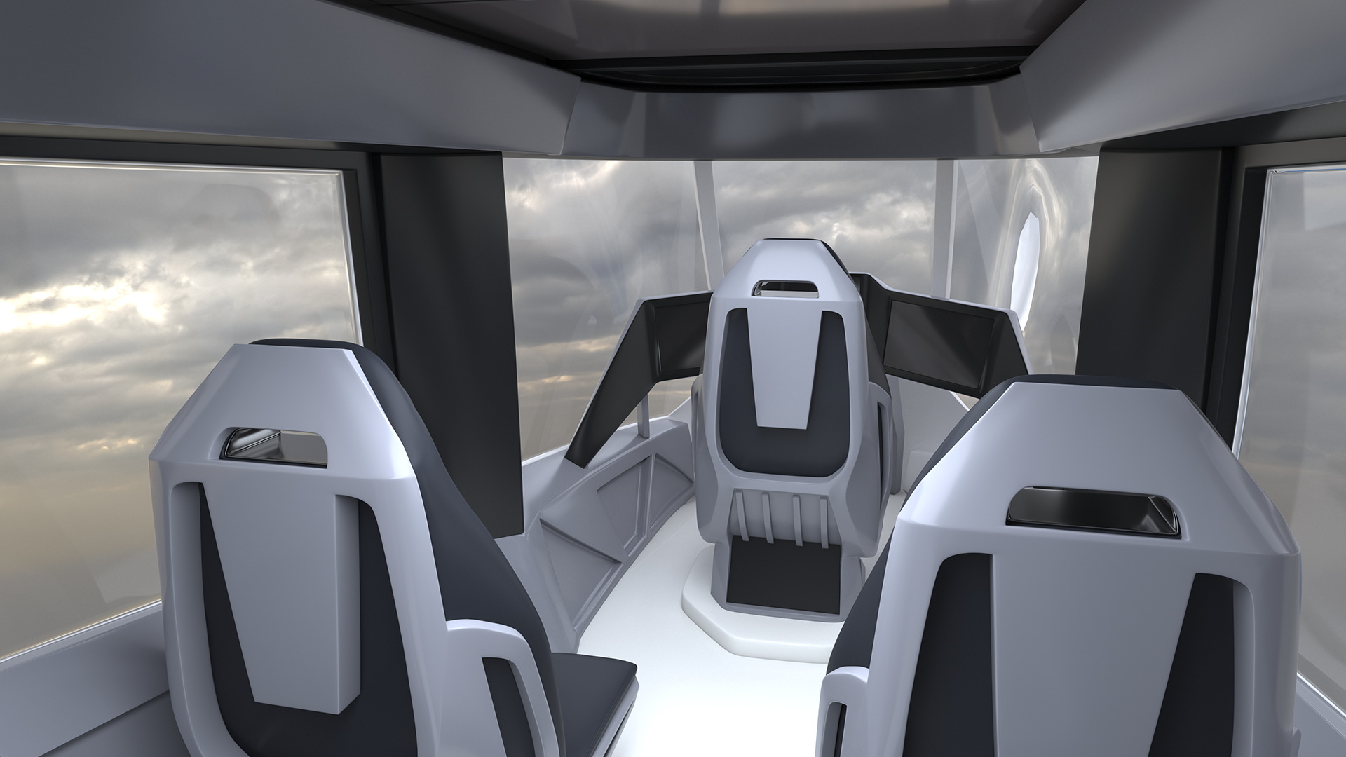 3D Concept Flying Taxi Simple Interior Rigged for Cinema 4D