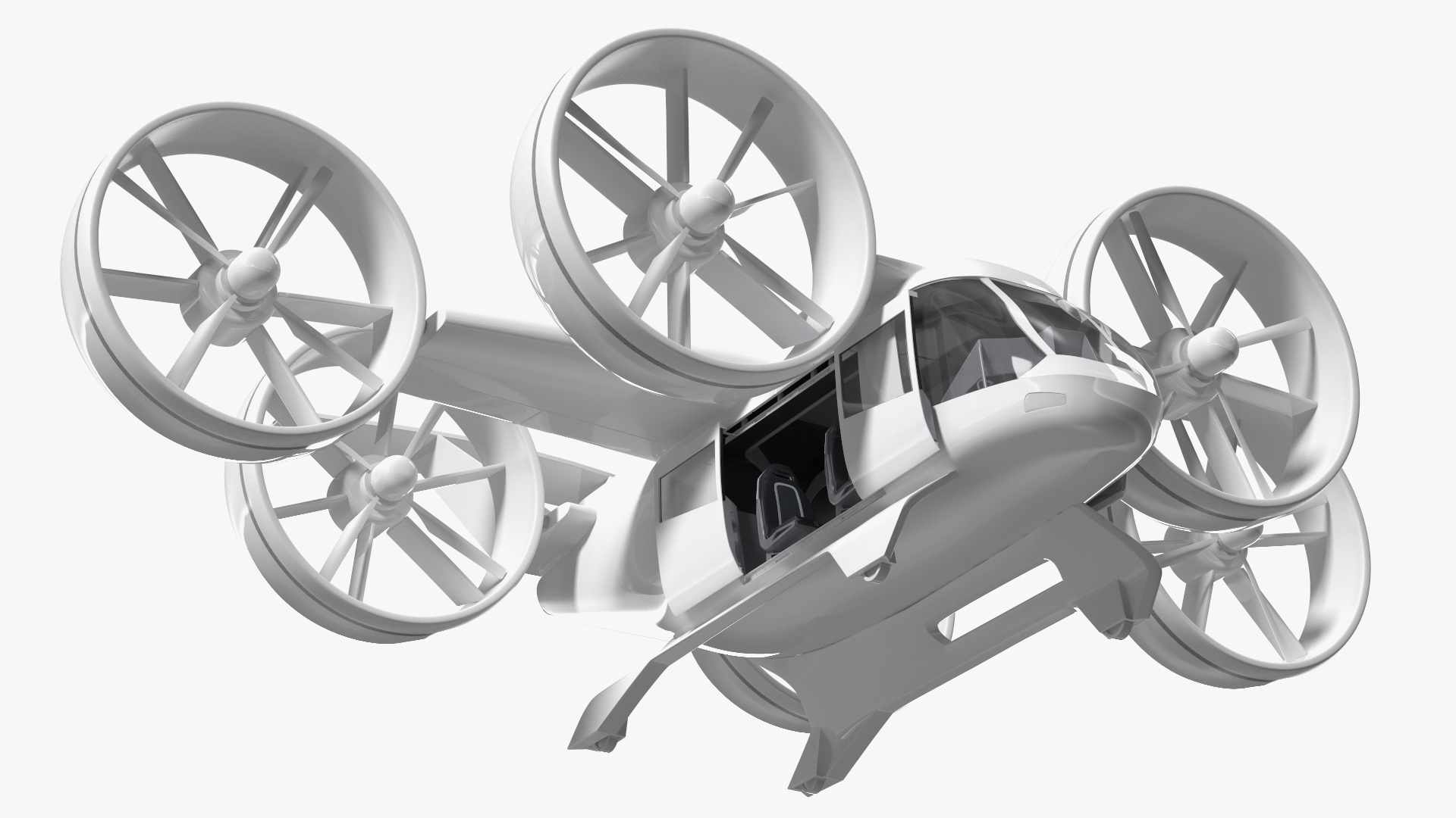 3D Concept Flying Taxi Simple Interior Rigged for Cinema 4D