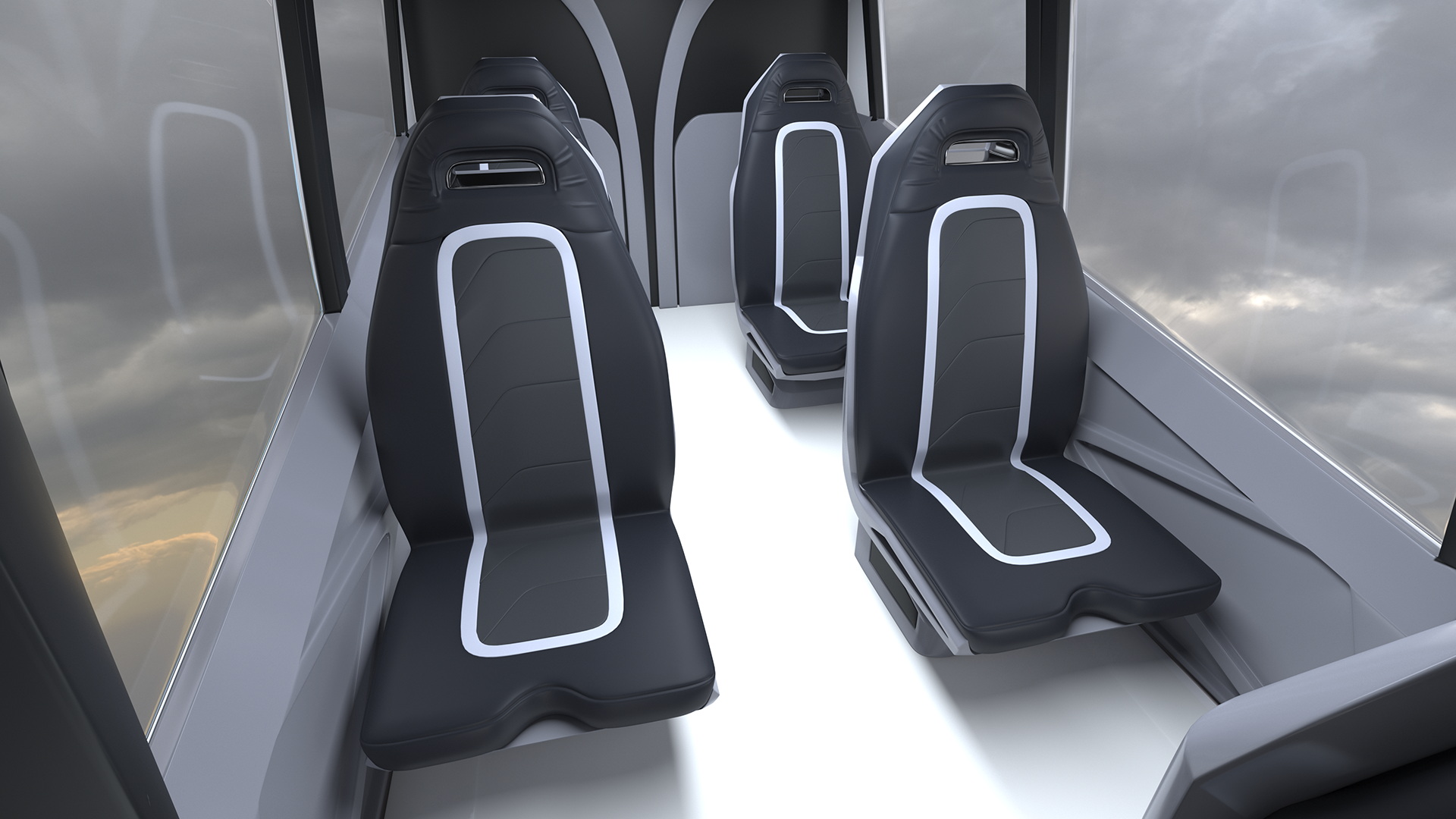 3D Concept Flying Taxi Simple Interior Rigged for Cinema 4D