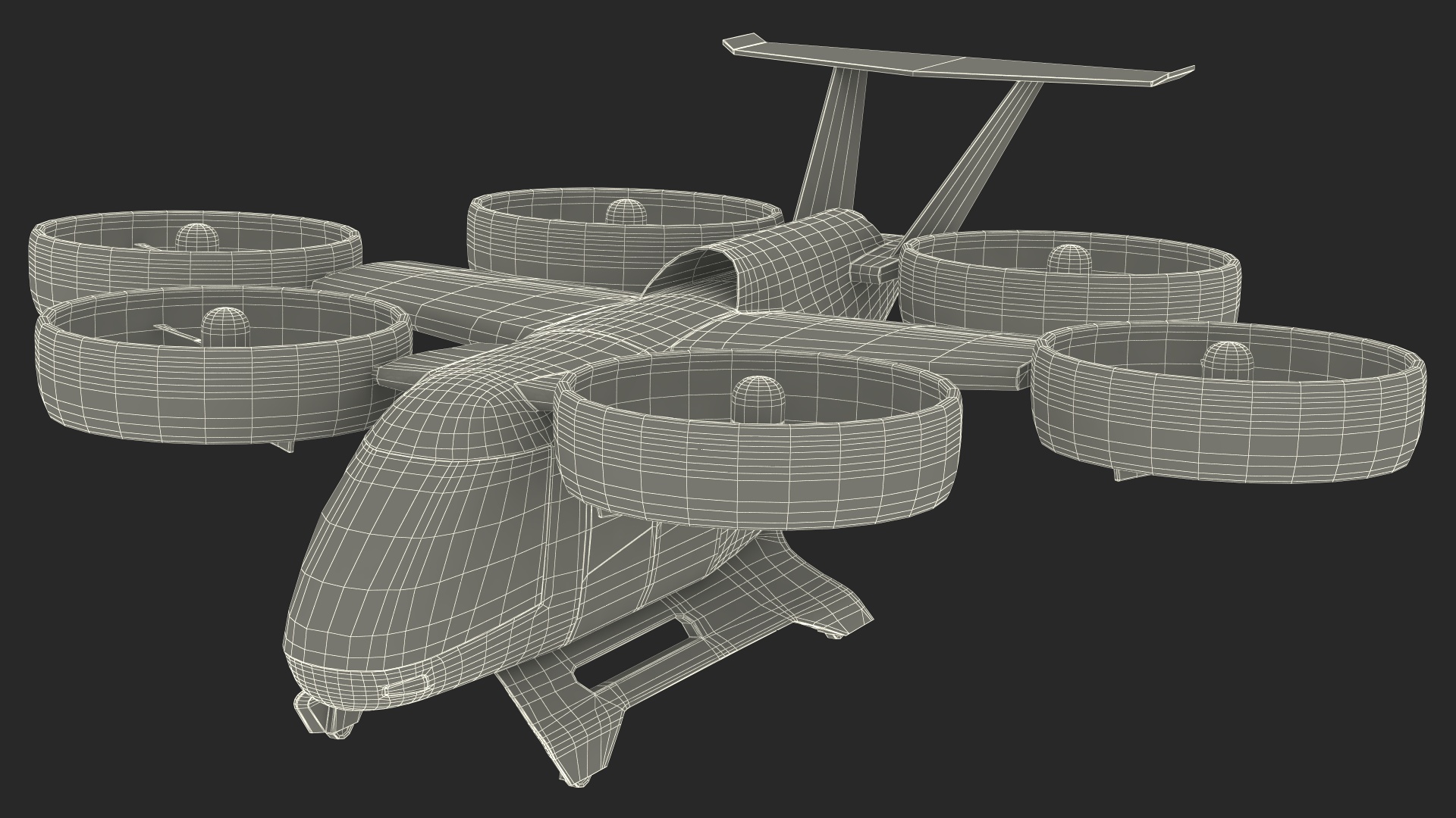 3D Concept Flying Taxi Simple Interior Rigged for Cinema 4D