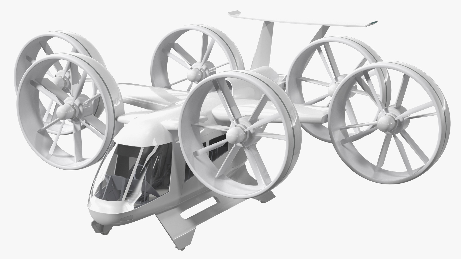 3D Concept Flying Taxi Simple Interior Rigged for Cinema 4D