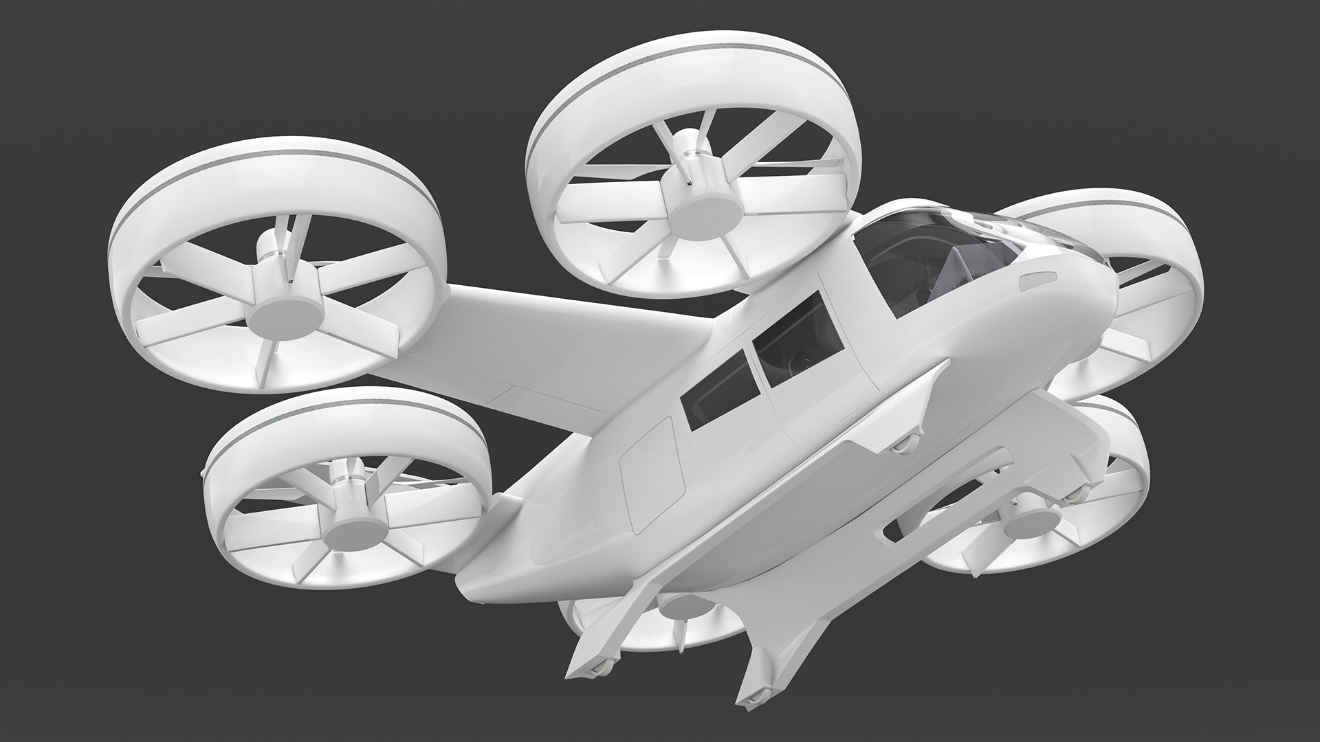 3D Concept Flying Taxi Simple Interior Rigged for Cinema 4D